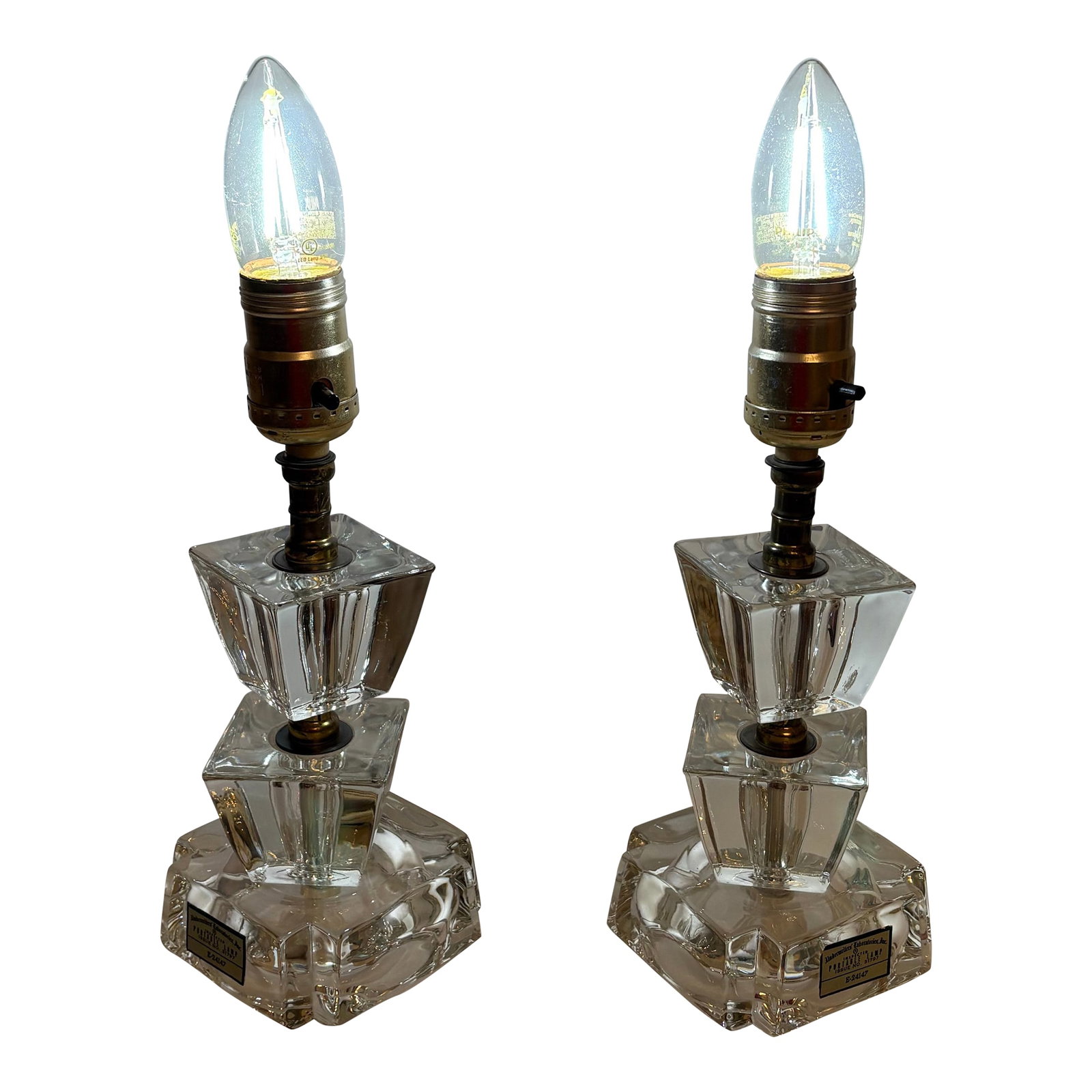 1940s Art Deco Crystal Boudoir Lamps - A Pair (1 of 5)