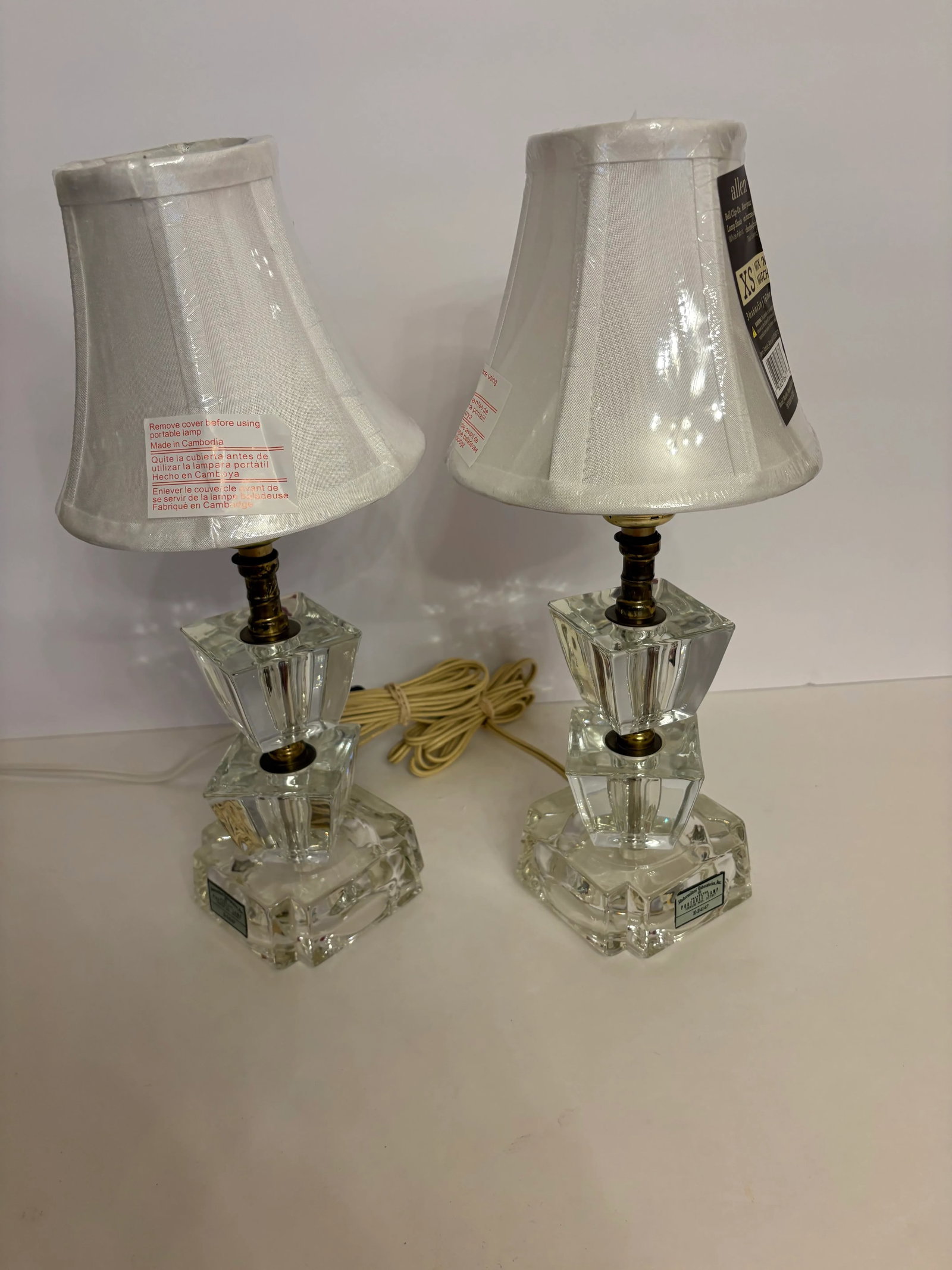 1940s Art Deco Crystal Boudoir Lamps - A Pair - 5