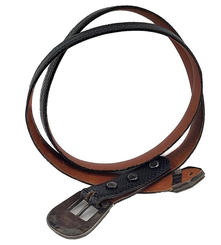Rare Native American Zuni C & D Cooche Cooeyate Signed Inlay Sterling 2 Pc Ranger Lizard Belt - 9