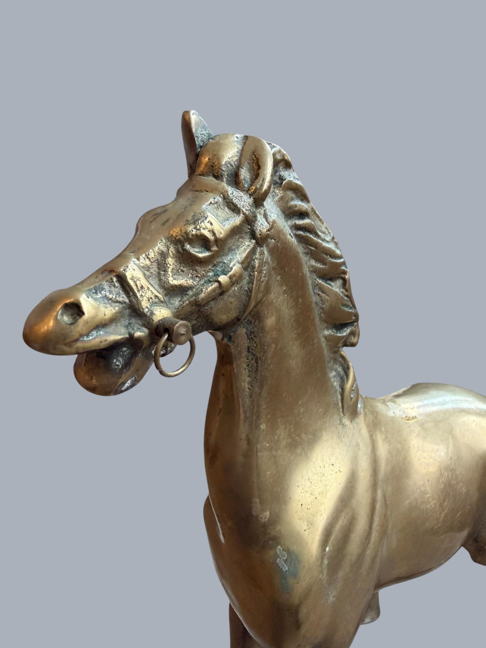 1960s Brass Sculpture Native American Chief Running Horse Figurine - 5