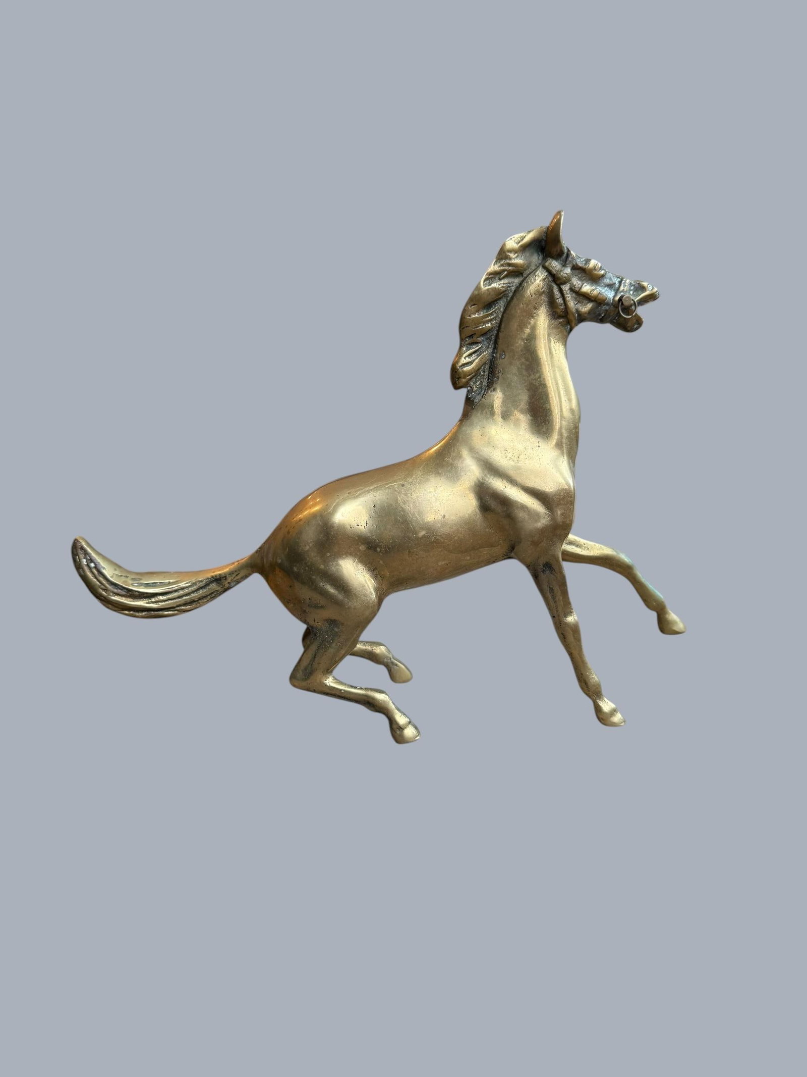 1960s Brass Sculpture Native American Chief Running Horse Figurine - 8