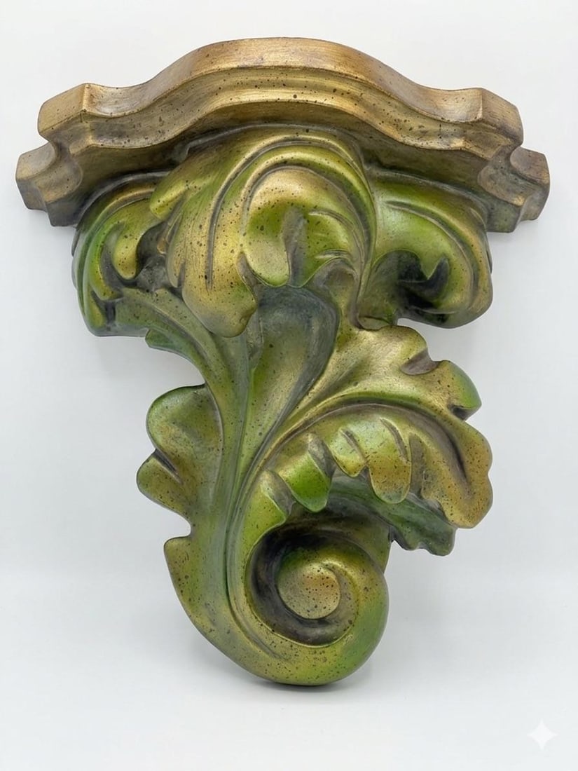 Vintage Palm Beach Regency Bespoke Parcel Gilt Green Brackets Newly Painted - A Pair - 3