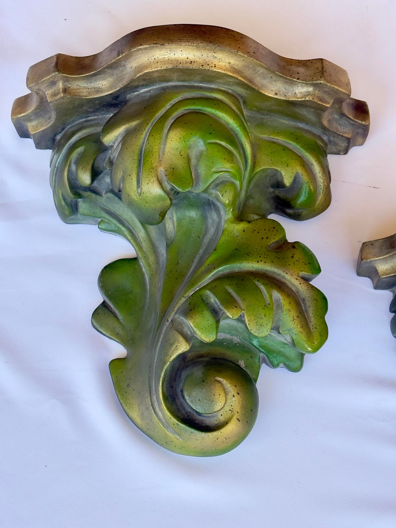 Vintage Palm Beach Regency Bespoke Parcel Gilt Green Brackets Newly Painted - A Pair - 4