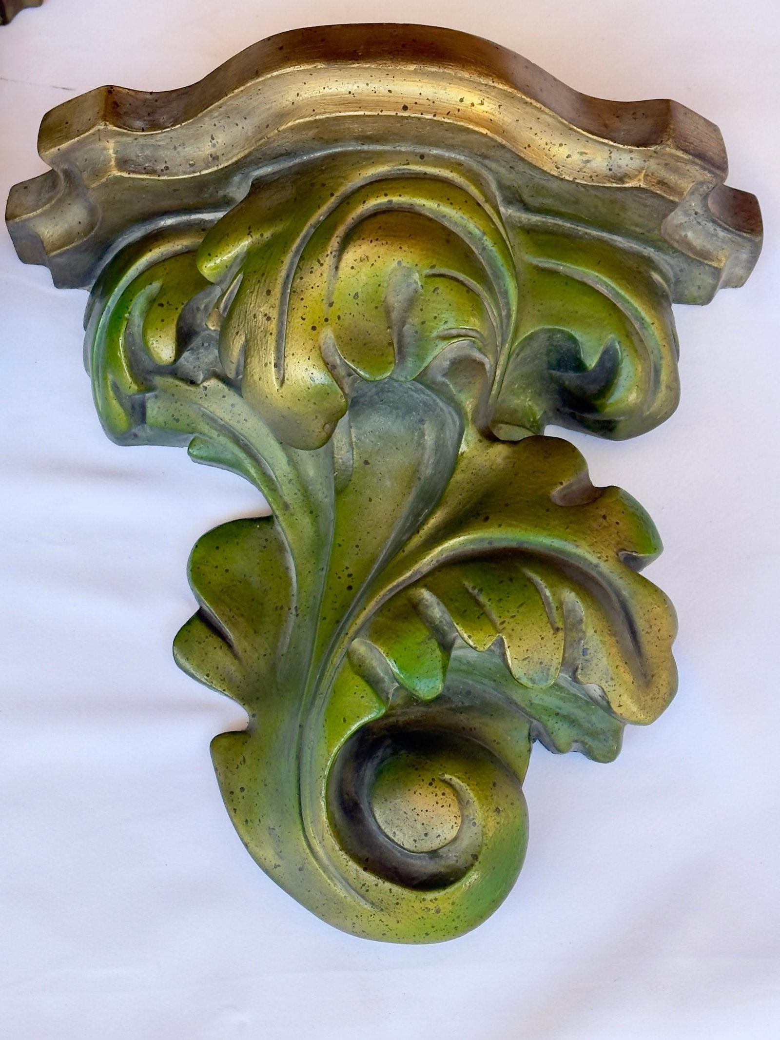 Vintage Palm Beach Regency Bespoke Parcel Gilt Green Brackets Newly Painted - A Pair - 8