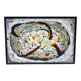 Abstract Expressionist Painting Textured "Drip" or "Splatter" After Jackson Pollock