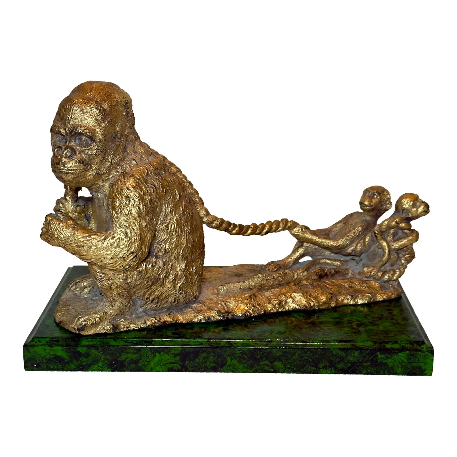 Mid Century "Monkey Business" Hand Gilt Faux Malachite Paper Weight / Card Holder Newly Painted: Turning the past into stunning decor for today. At Turtle and Crane, we believe that even the most playful vintage finds deserve a royal second act. While standard vintage versions of this "Monkey