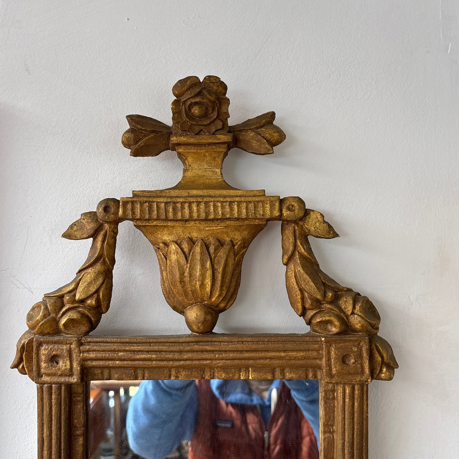 Mid 19th Century Neoclassical Urn and Floral Carved Gilt Mirror - 2