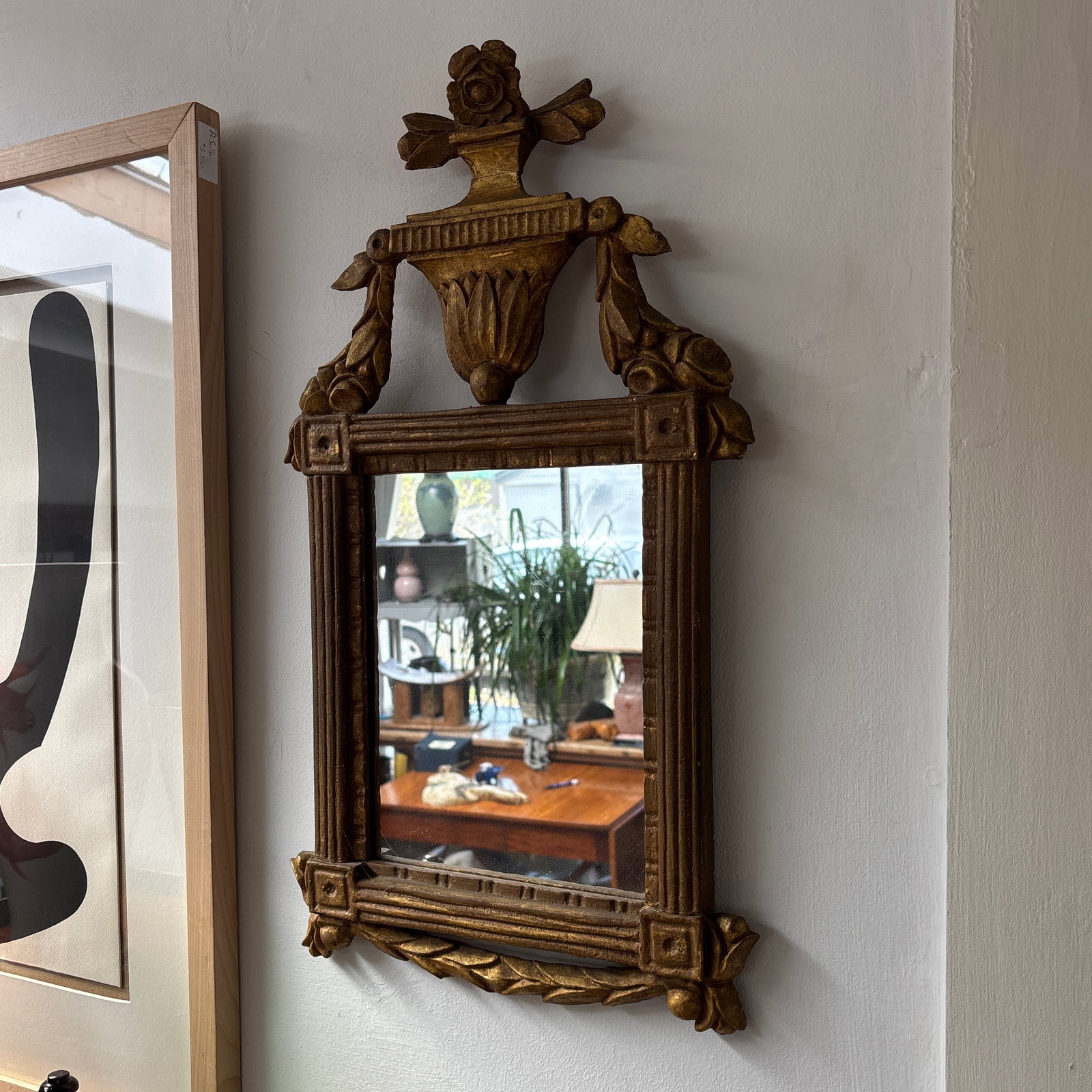 Mid 19th Century Neoclassical Urn and Floral Carved Gilt Mirror - 3
