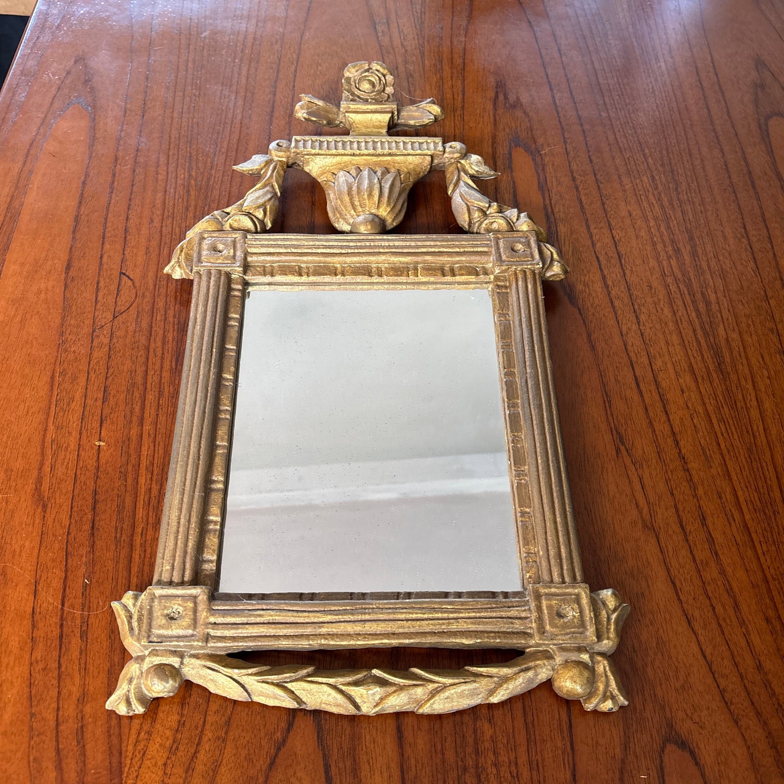Mid 19th Century Neoclassical Urn and Floral Carved Gilt Mirror - 4