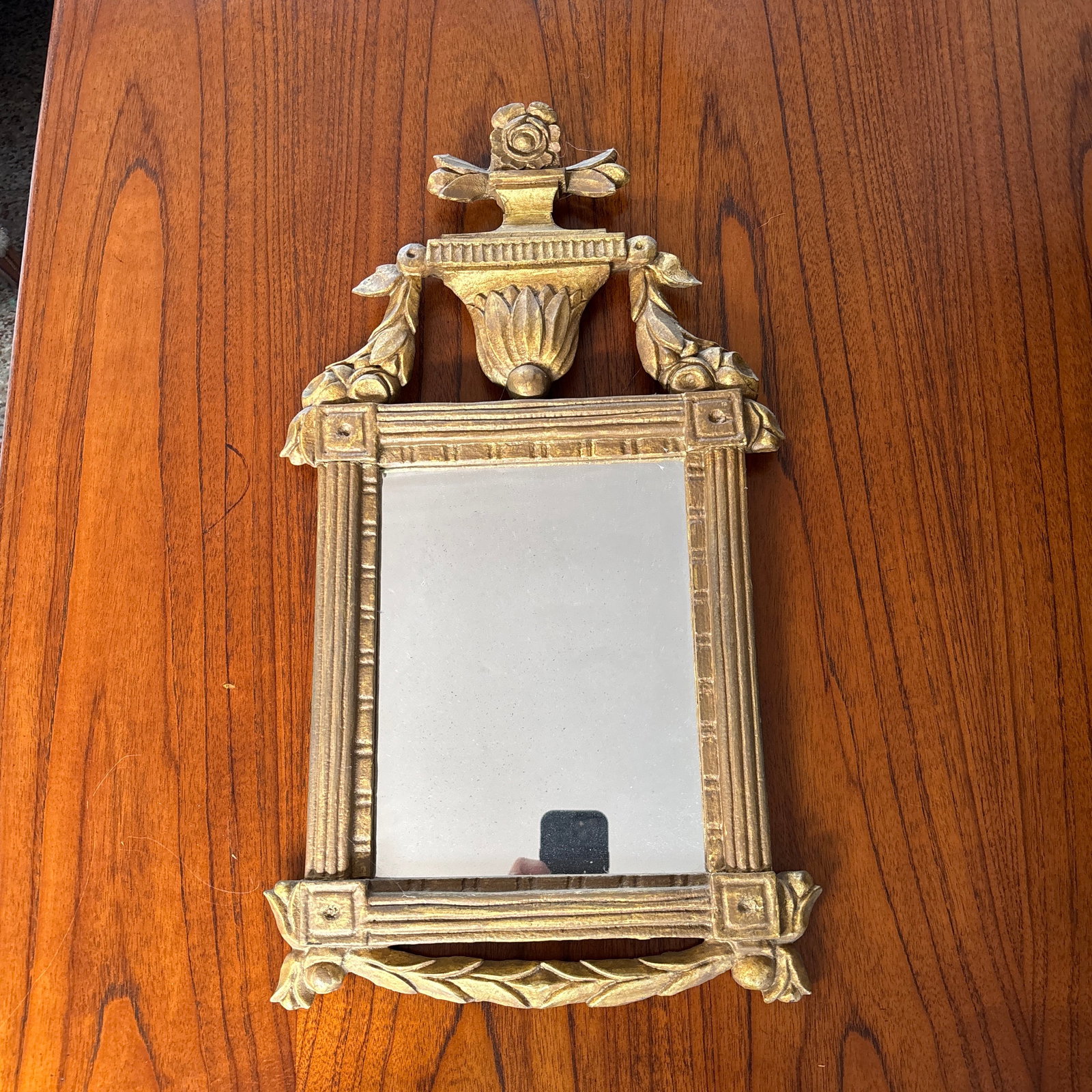 Mid 19th Century Neoclassical Urn and Floral Carved Gilt Mirror - 5