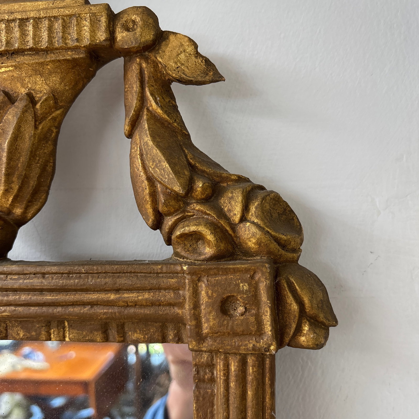 Mid 19th Century Neoclassical Urn and Floral Carved Gilt Mirror - 9