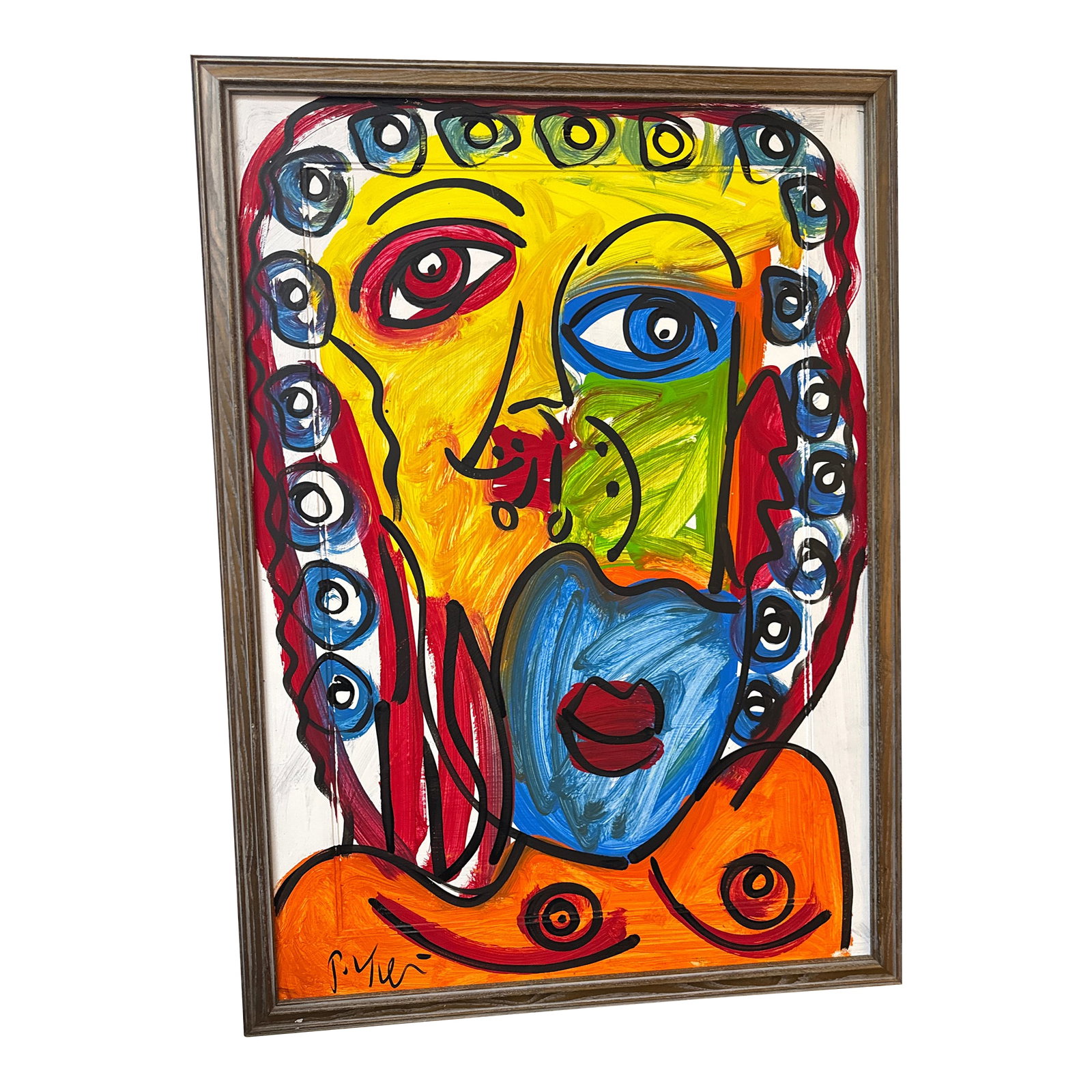 1970s Peter Keil Large Colorful Portrait Painting (1 of 7)