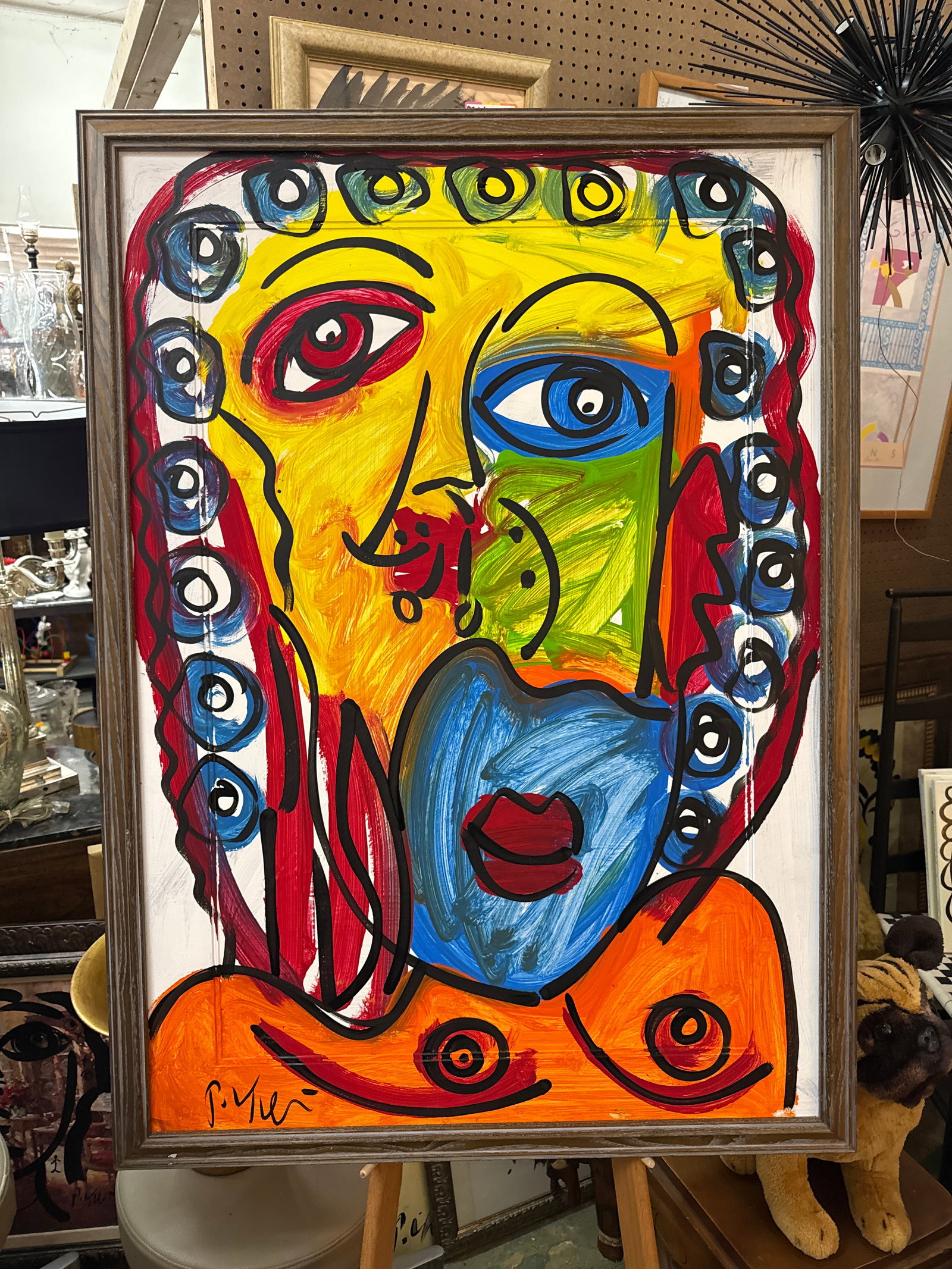 1970s Peter Keil Large Colorful Portrait Painting - 2