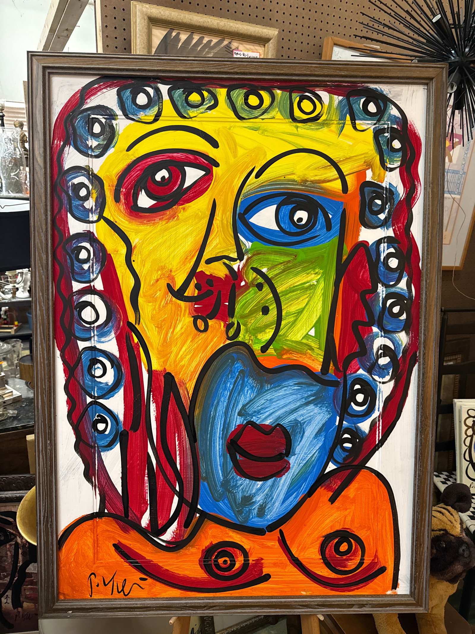1970s Peter Keil Large Colorful Portrait Painting - 3
