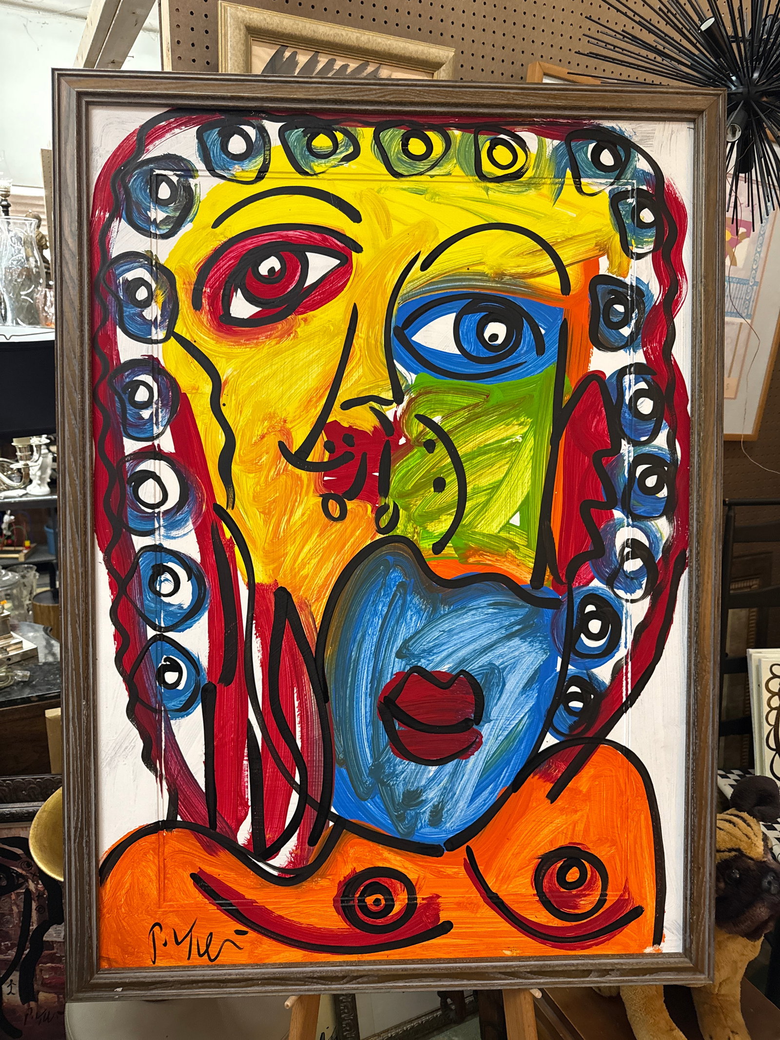 1970s Peter Keil Large Colorful Portrait Painting - 4