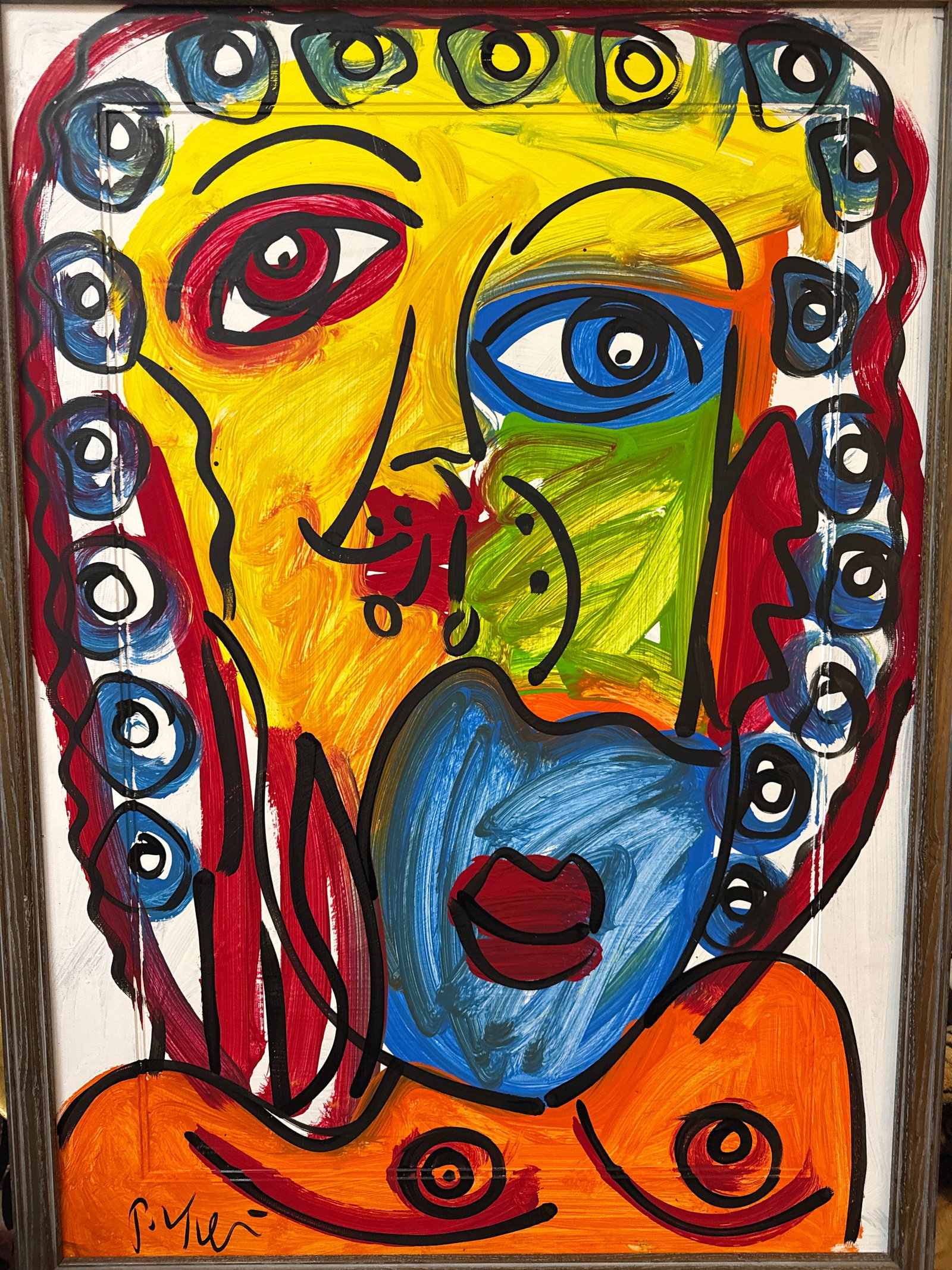 1970s Peter Keil Large Colorful Portrait Painting - 5