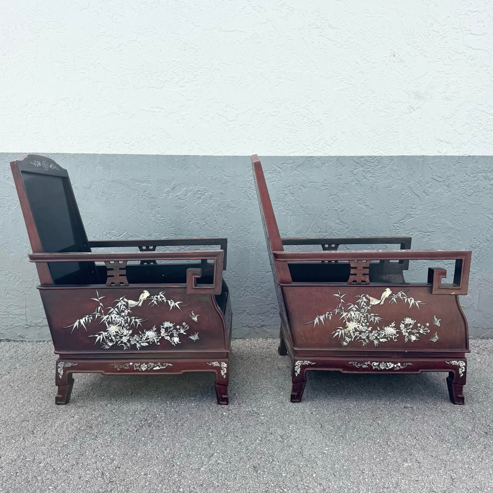 Chinese Rosewood With Mother of Pearl Inlay Lounge Chairs - Set of 3 - 6