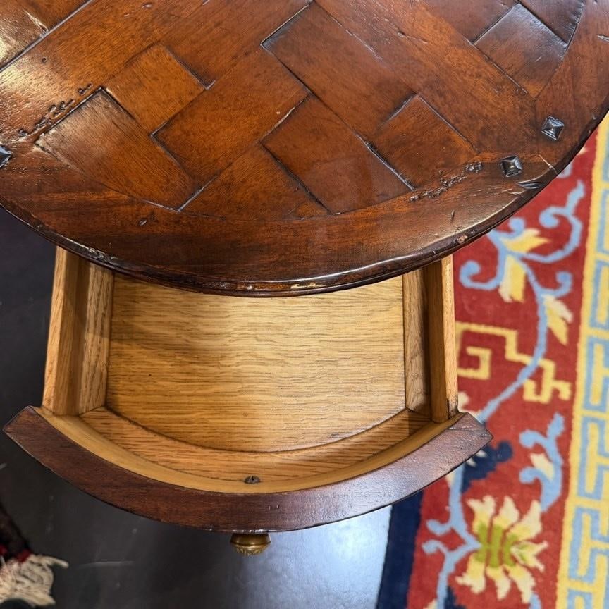Jonathon Charles Woven Topped Side Table With One Drawer, Modern Reproduction of English Country Fur - 5