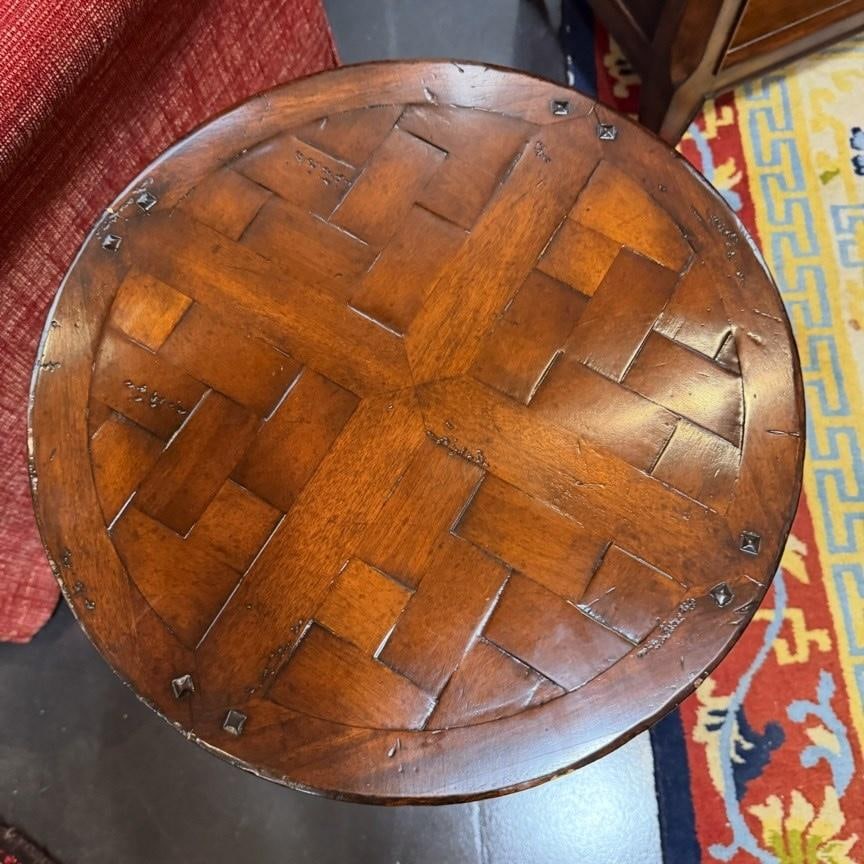 Jonathon Charles Woven Topped Side Table With One Drawer, Modern Reproduction of English Country Fur - 6