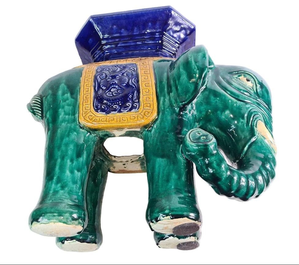 Antique Chinese Shiwan Ceramic Elephant Garden Stool - 14