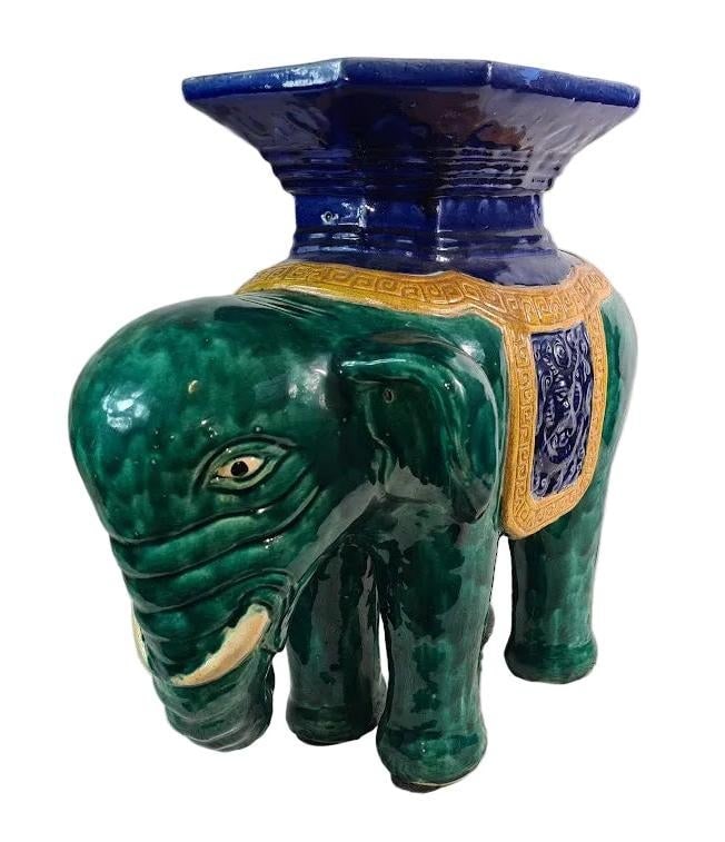 Antique Chinese Shiwan Ceramic Elephant Garden Stool - 3