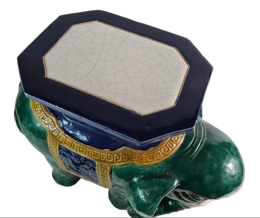 Antique Chinese Shiwan Ceramic Elephant Garden Stool - 5