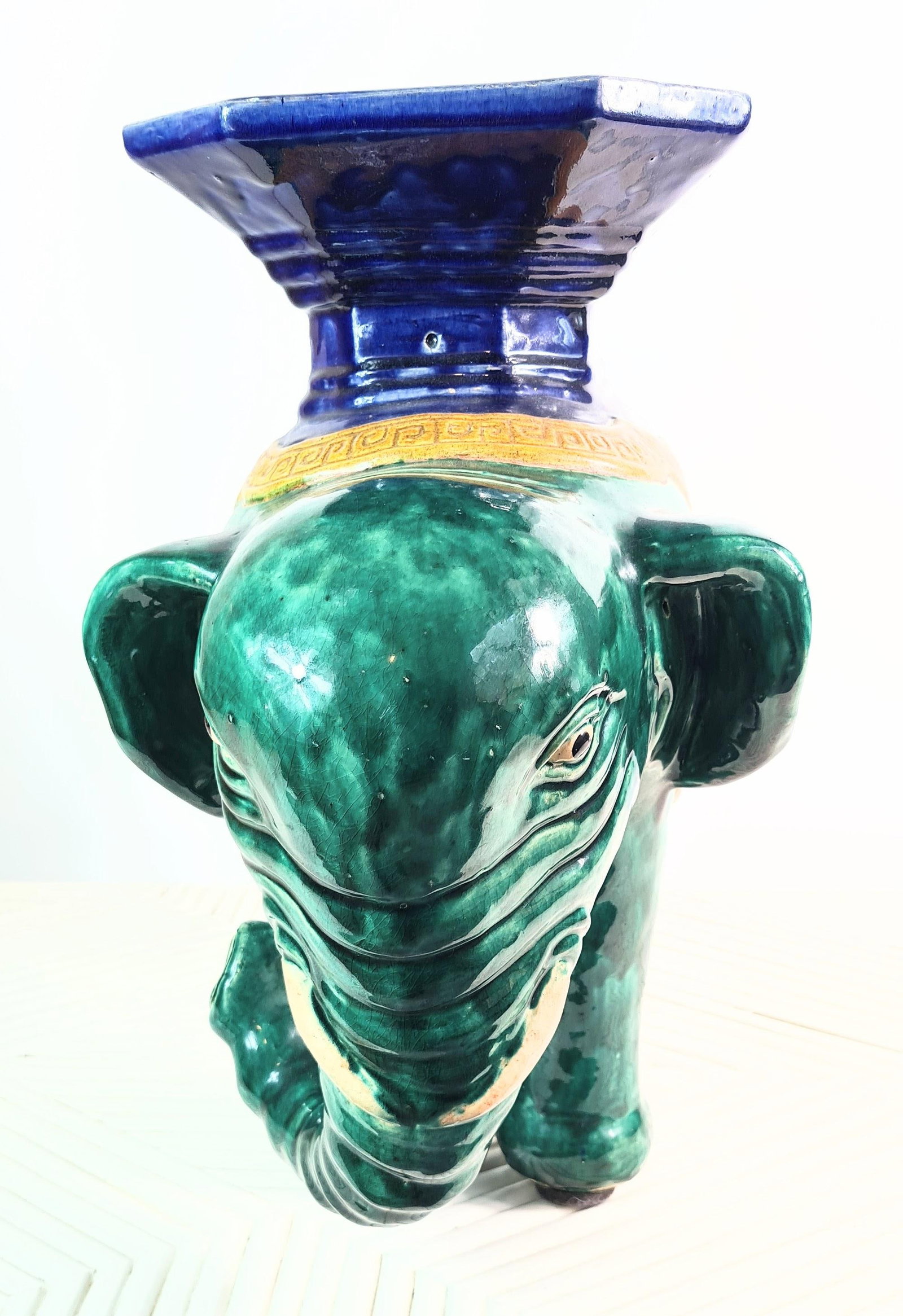 Antique Chinese Shiwan Ceramic Elephant Garden Stool - 8