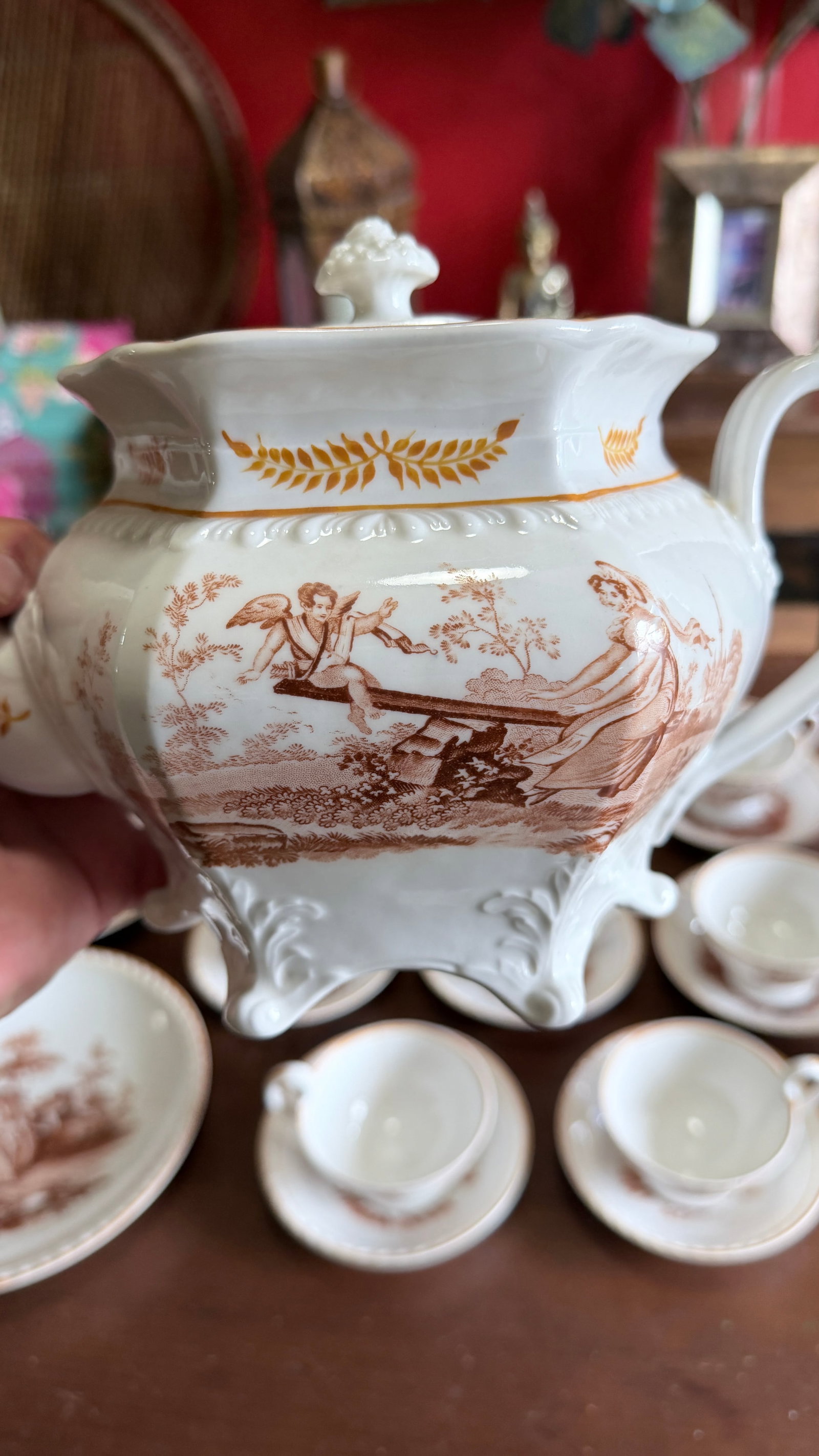 Rare Antique English Bone China Bat Printed Tea Service, by Ridgway, Pattern 1684/2, Circa 1830s - 2 - 13