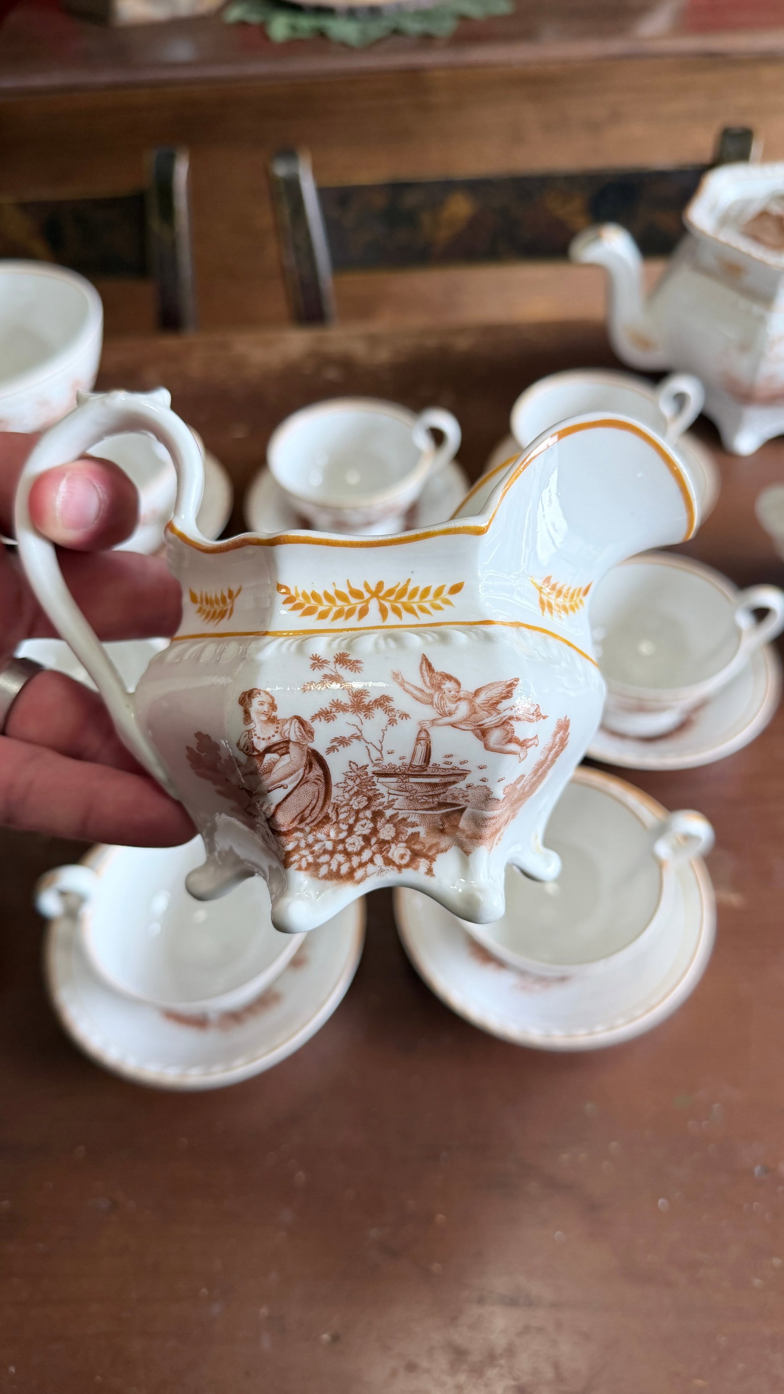 Rare Antique English Bone China Bat Printed Tea Service, by Ridgway, Pattern 1684/2, Circa 1830s - 2 - 14