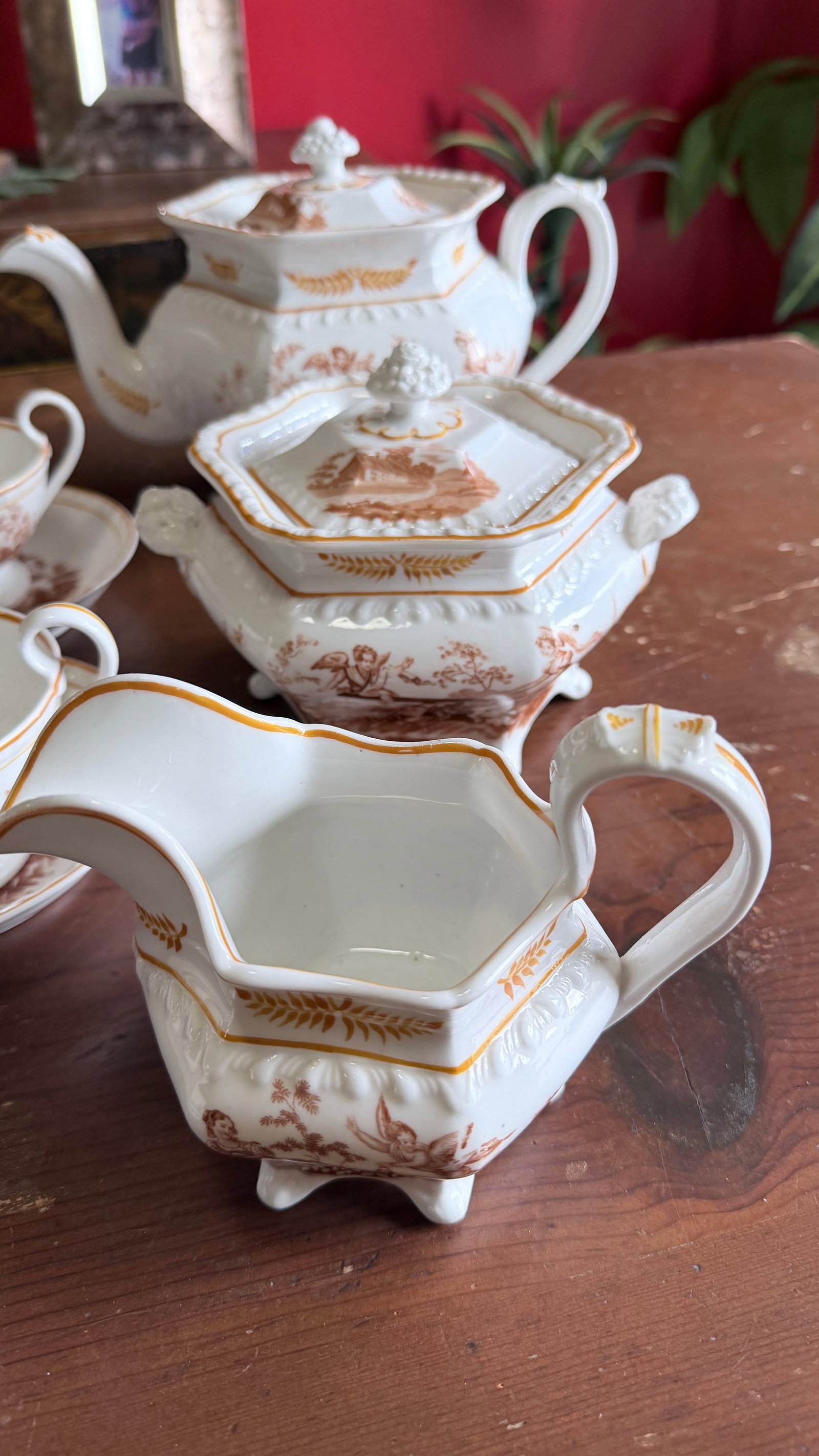 Rare Antique English Bone China Bat Printed Tea Service, by Ridgway, Pattern 1684/2, Circa 1830s - 2 - 15