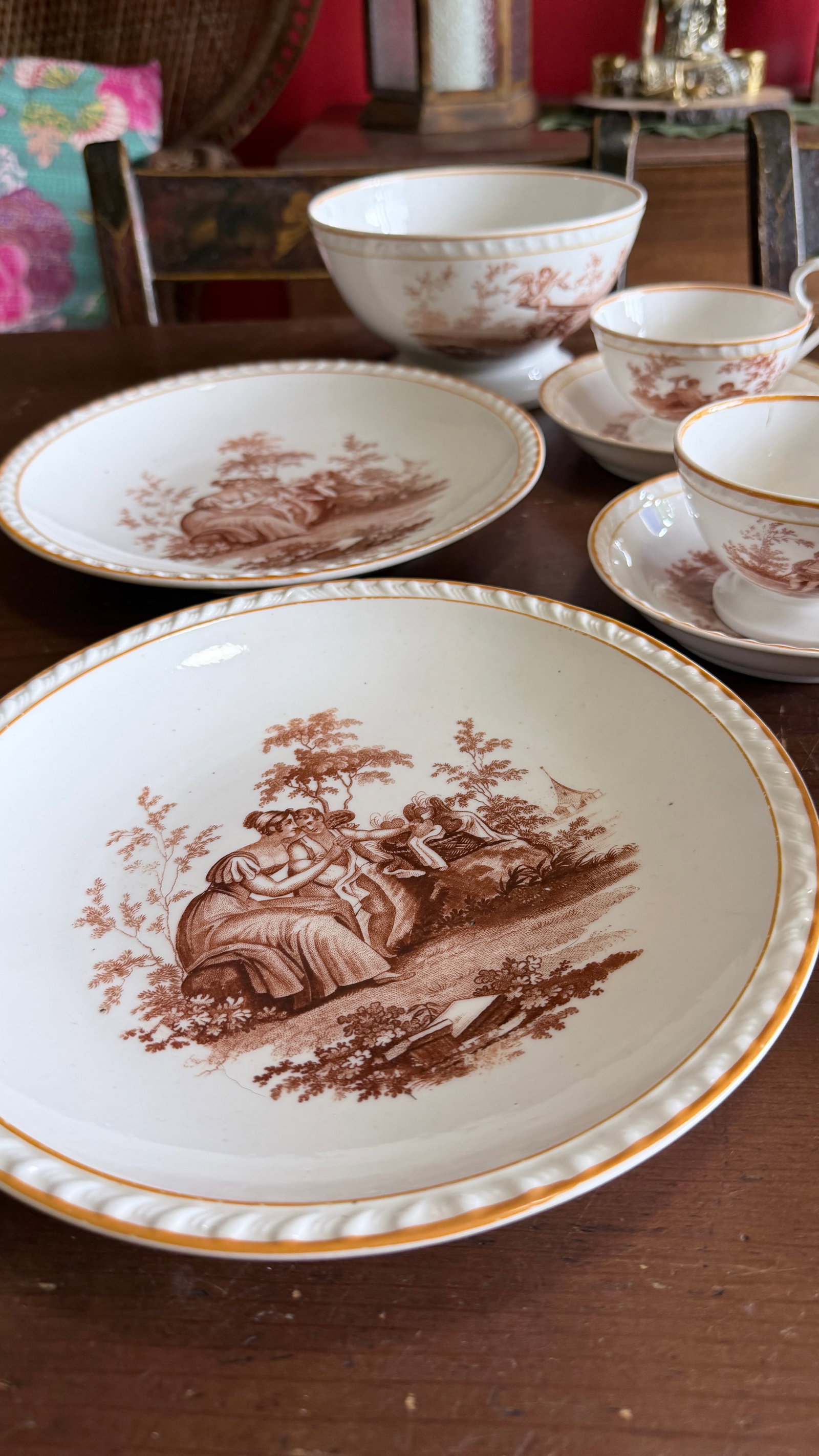 Rare Antique English Bone China Bat Printed Tea Service, by Ridgway, Pattern 1684/2, Circa 1830s - 2 - 17