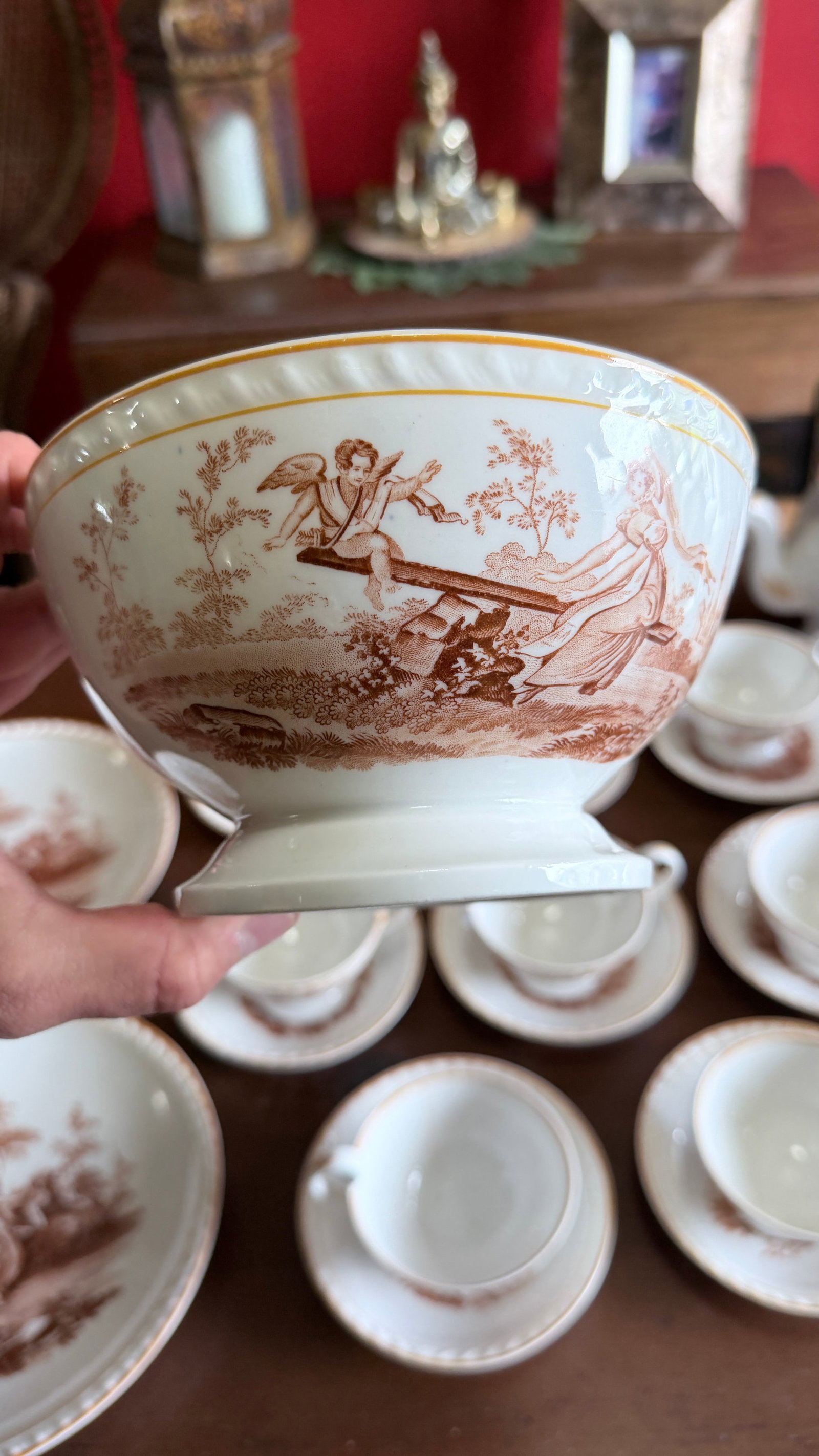 Rare Antique English Bone China Bat Printed Tea Service, by Ridgway, Pattern 1684/2, Circa 1830s - 2 - 3
