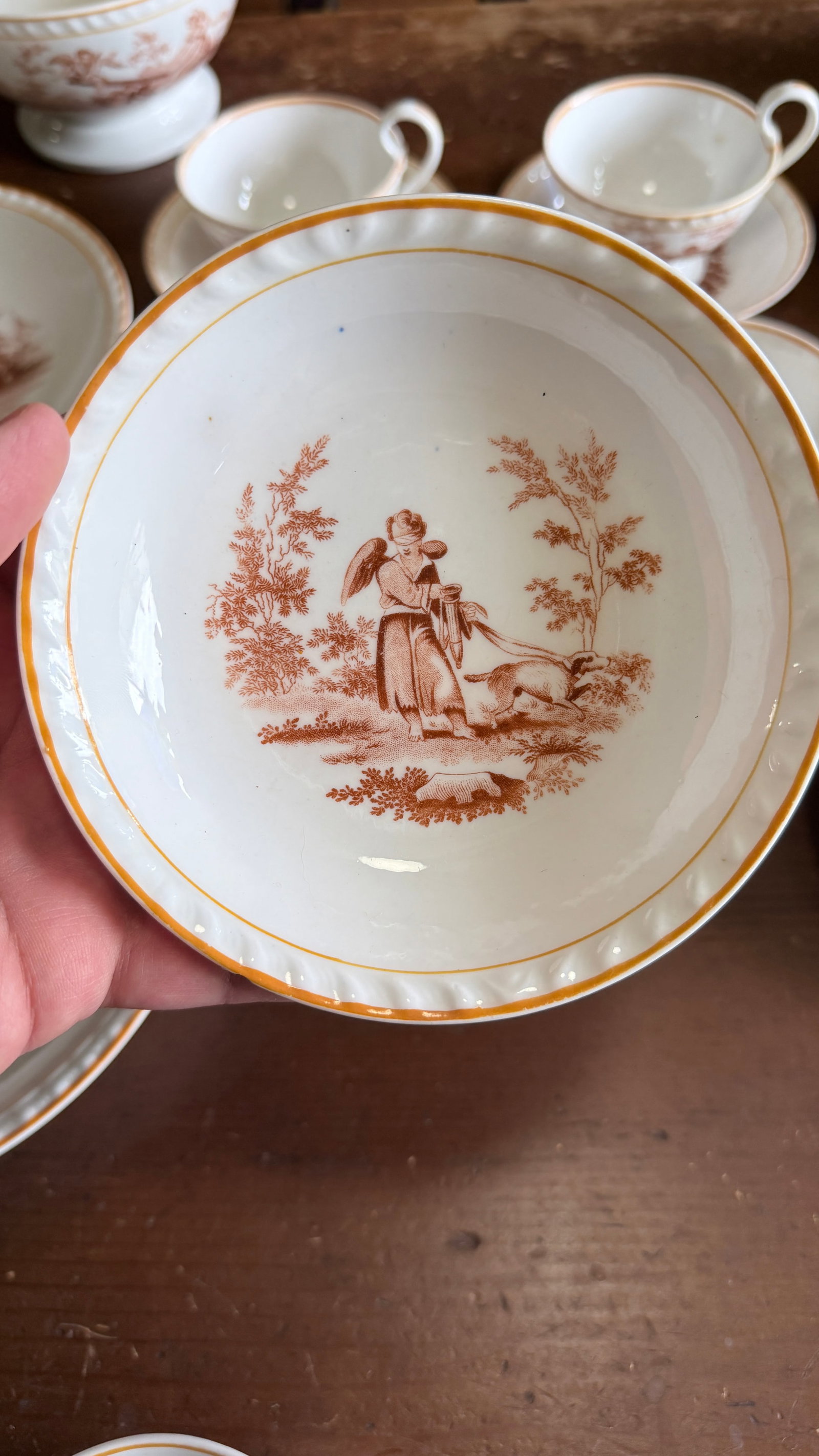 Rare Antique English Bone China Bat Printed Tea Service, by Ridgway, Pattern 1684/2, Circa 1830s - 2 - 4