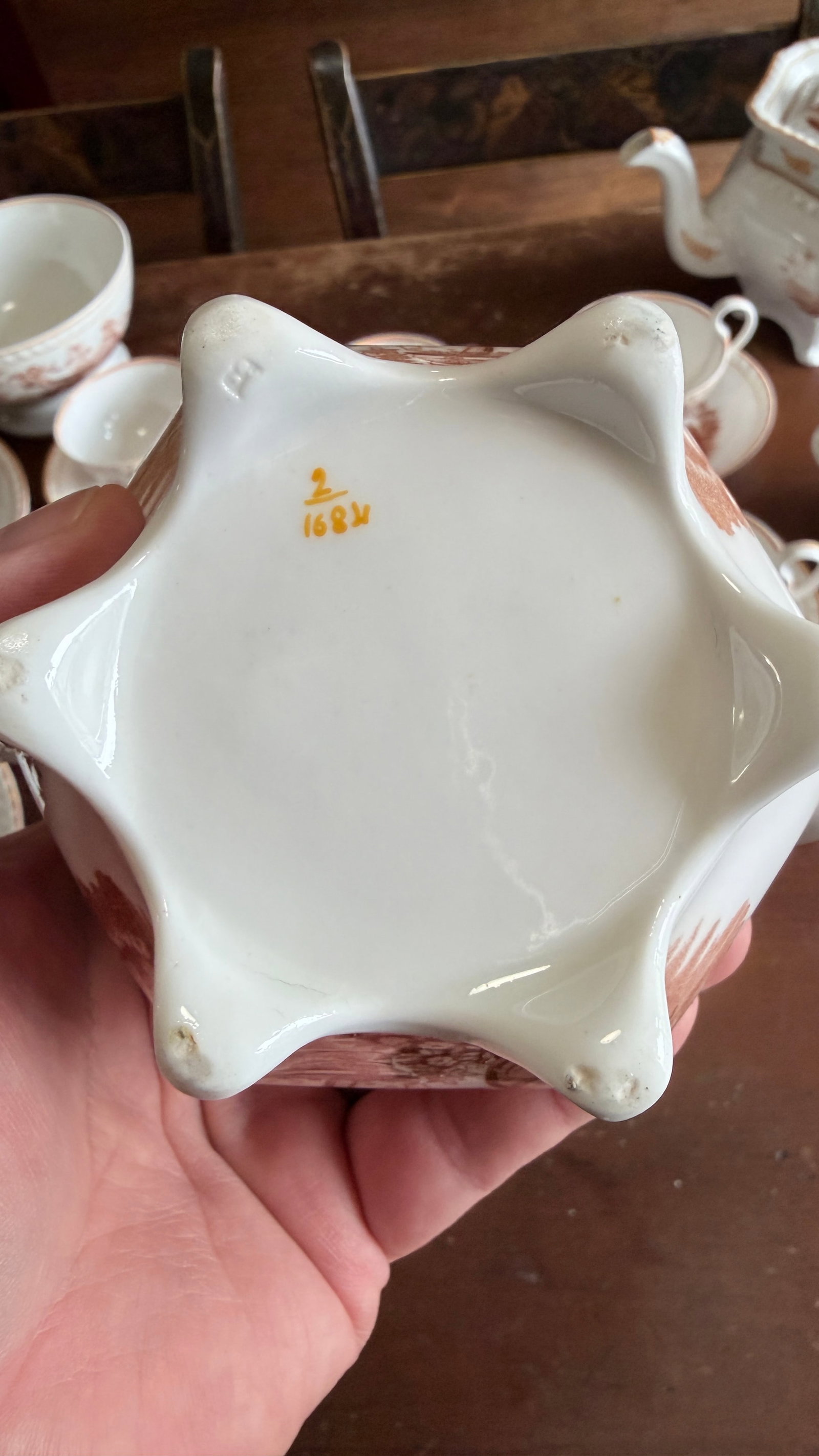 Rare Antique English Bone China Bat Printed Tea Service, by Ridgway, Pattern 1684/2, Circa 1830s - 2 - 7