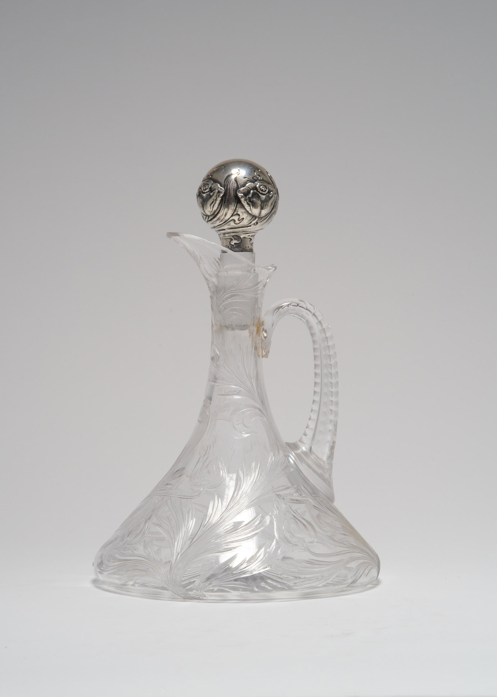 Early 20th Century Art Nouveau Cut Glass Ships Decanter With a Sterling Silver Mounted Stopper, Theo - 3