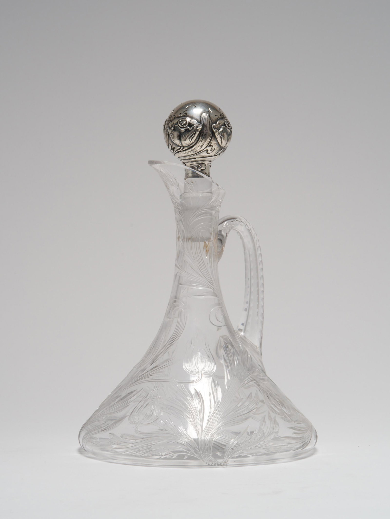 Early 20th Century Art Nouveau Cut Glass Ships Decanter With a Sterling Silver Mounted Stopper, Theo - 4