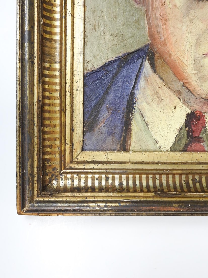 Early 20th Century Portrait of Serious Man With Glasses Painting - 5