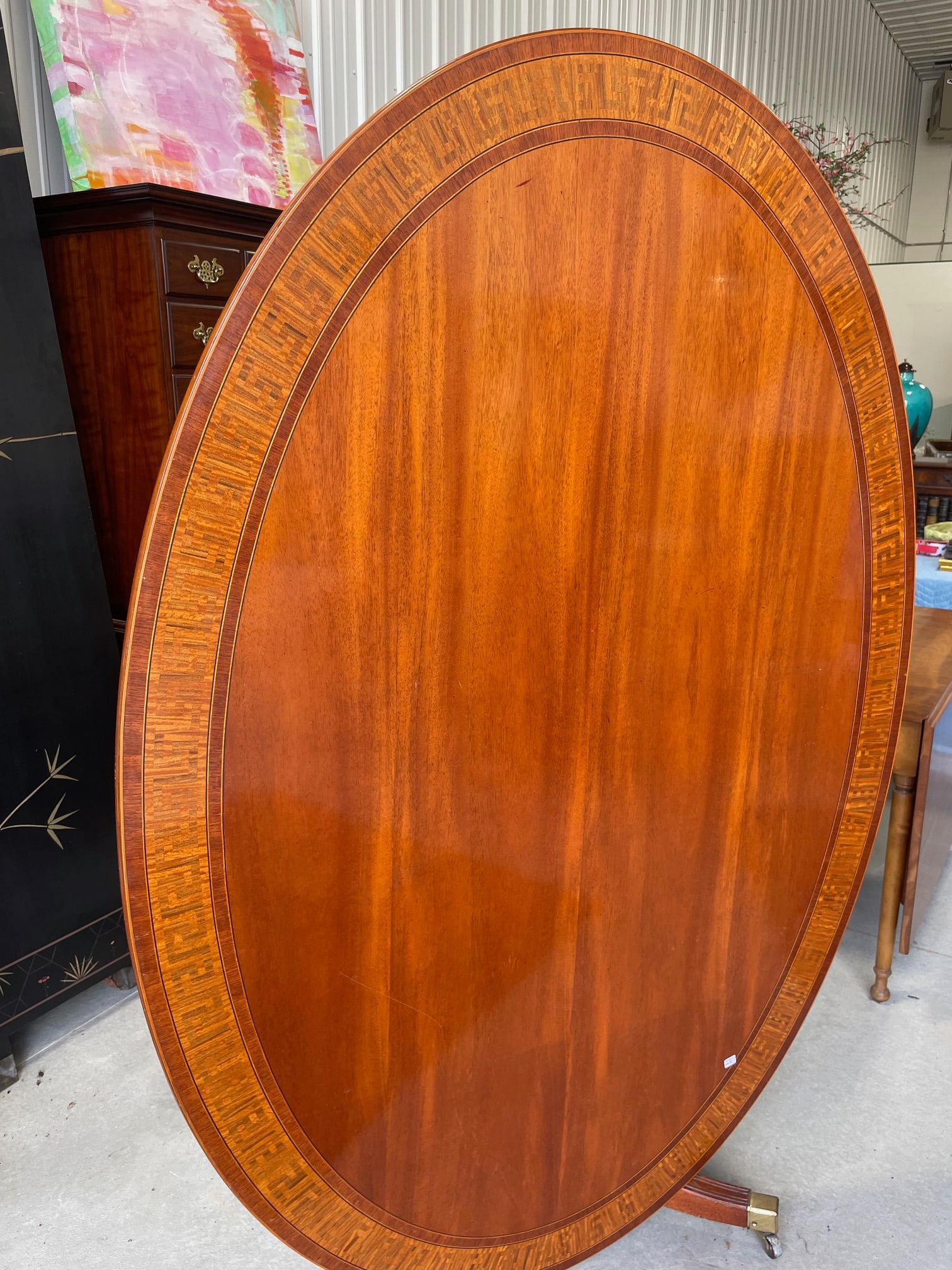 Large Oval Mahogany Tilt-Top Table - 2