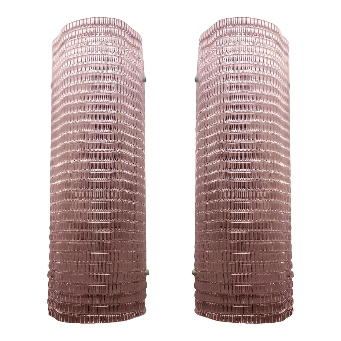 Diamanted Pink Rectangular Murano Glass Wall - Set of Two - 2
