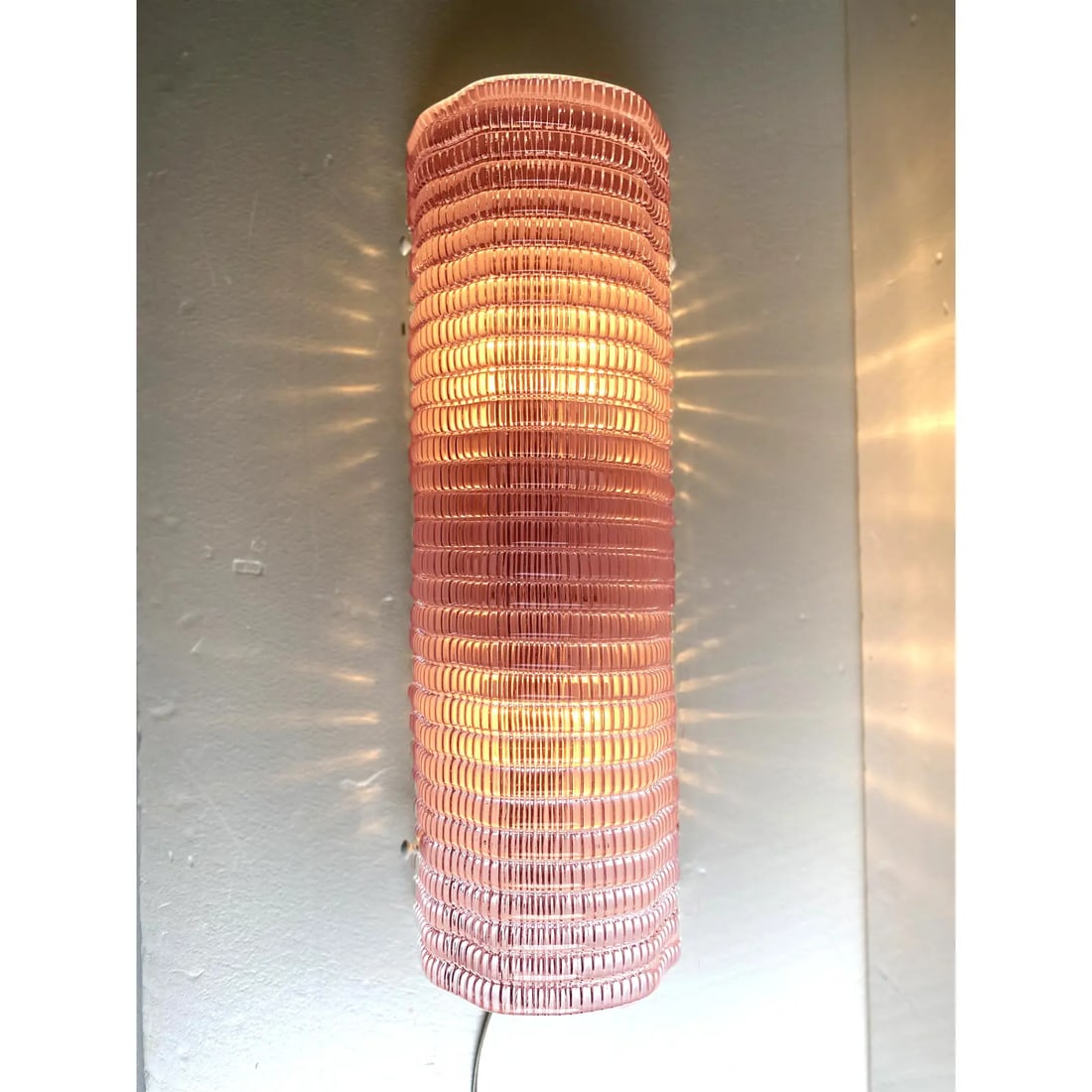 Diamanted Pink Rectangular Murano Glass Wall - Set of Two - 5