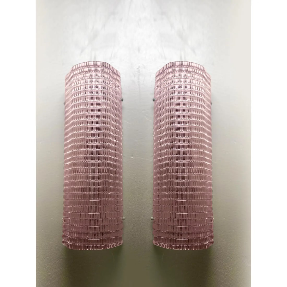 Diamanted Pink Rectangular Murano Glass Wall - Set of Two - 6