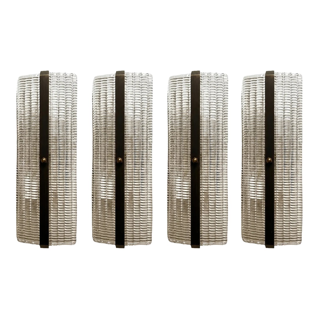 Contemporary Rectangular Diamond-Motif Murano Glass Sconces "” Set of Four (1 of 8)