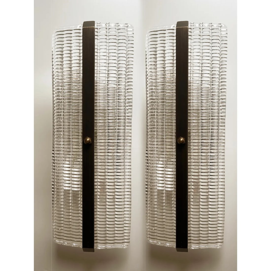 Contemporary Rectangular Diamond-Motif Murano Glass Sconces "” Set of Four - 4