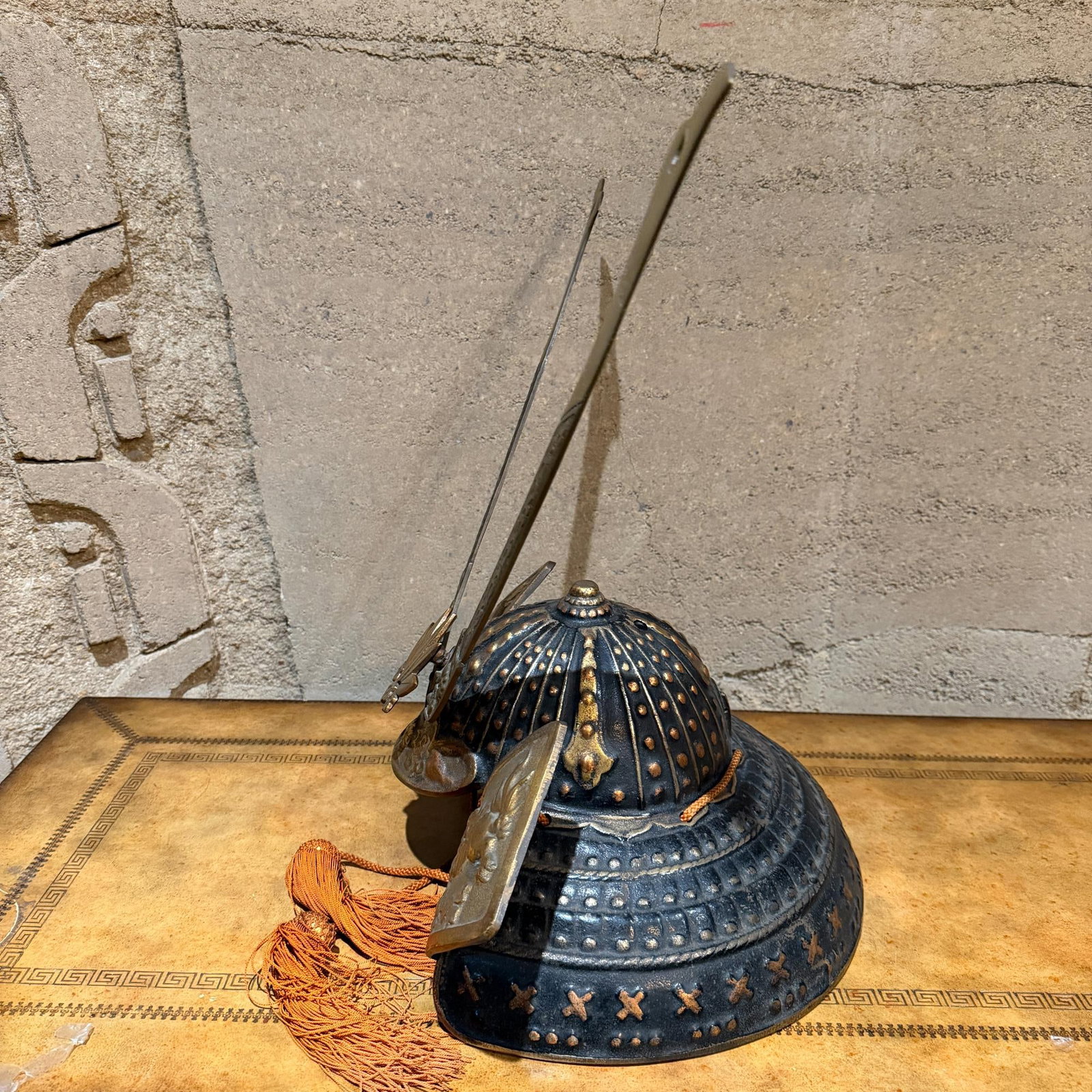 Japanese Kabuto Samurai Helmet Display Sculpture in Bronze - 12