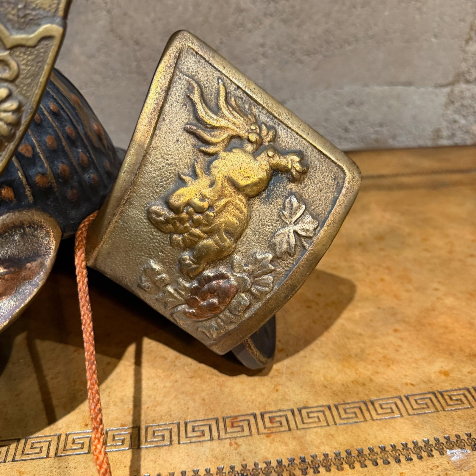 Japanese Kabuto Samurai Helmet Display Sculpture in Bronze - 4