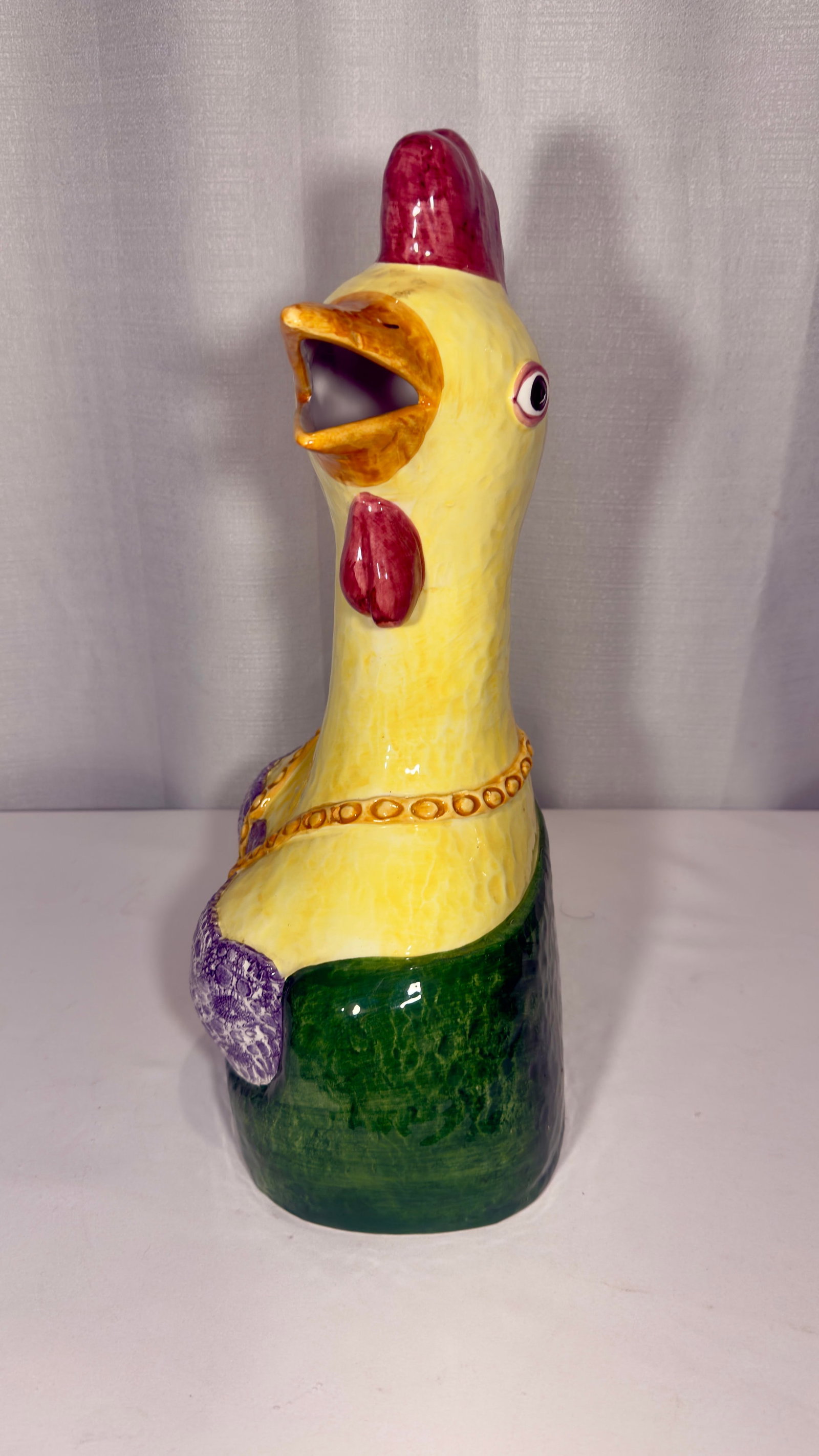 Late 20th Century Hand-Painted Italian Majolica Rooster and Hen Busts - 6