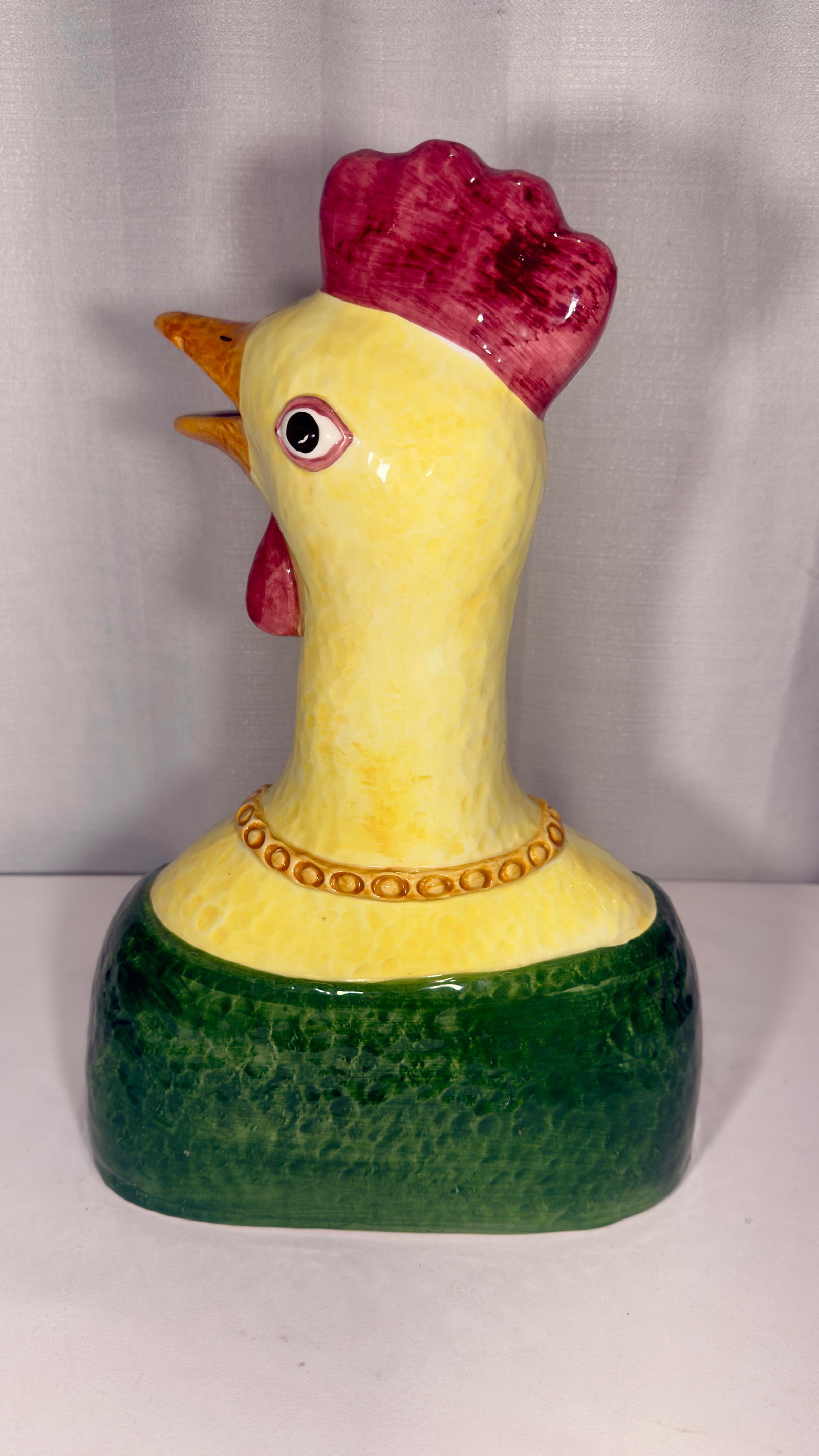 Late 20th Century Hand-Painted Italian Majolica Rooster and Hen Busts - 7