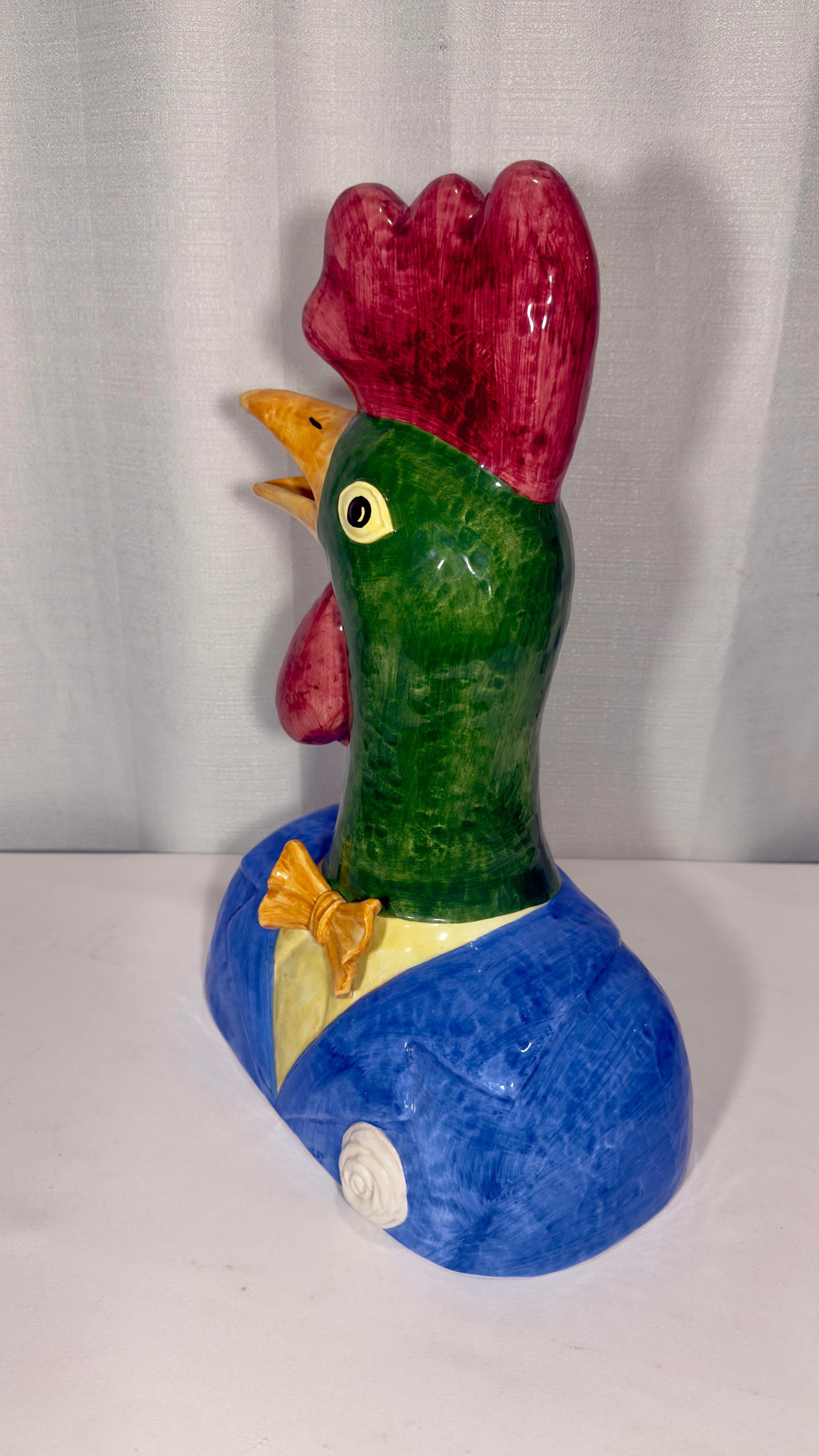 Late 20th Century Hand-Painted Italian Majolica Rooster and Hen Busts - 9