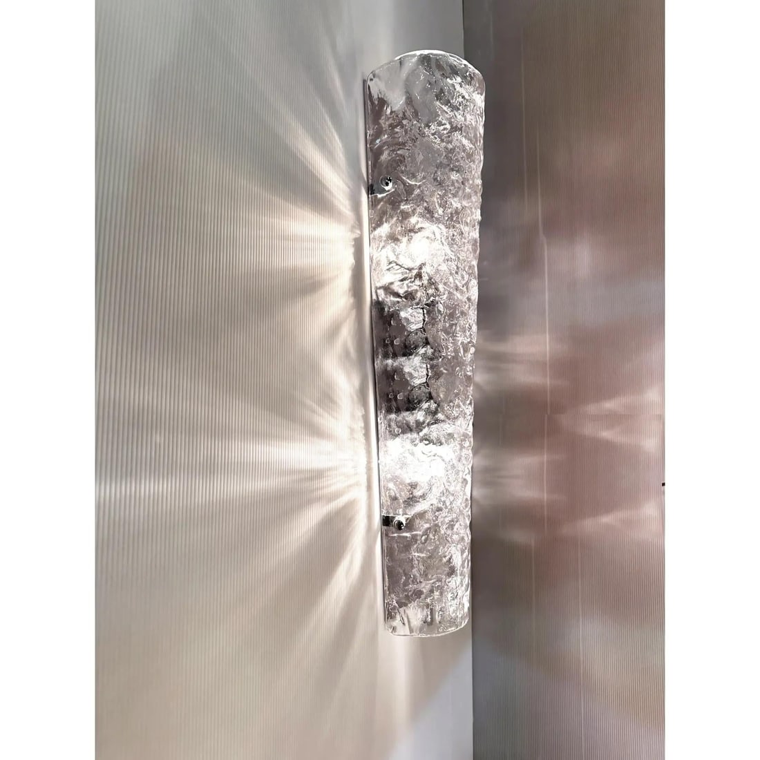 Elegant Transparent Hammered Glass Wall Sconces With Italian Murano Influence - Lot of 4 - 2