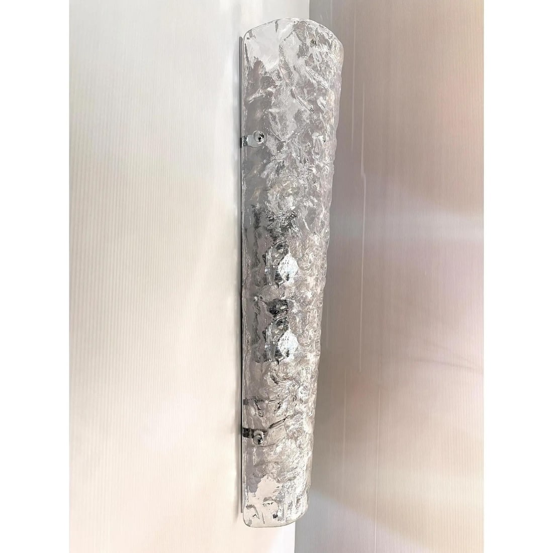 Elegant Transparent Hammered Glass Wall Sconces With Italian Murano Influence - Lot of 4 - 3